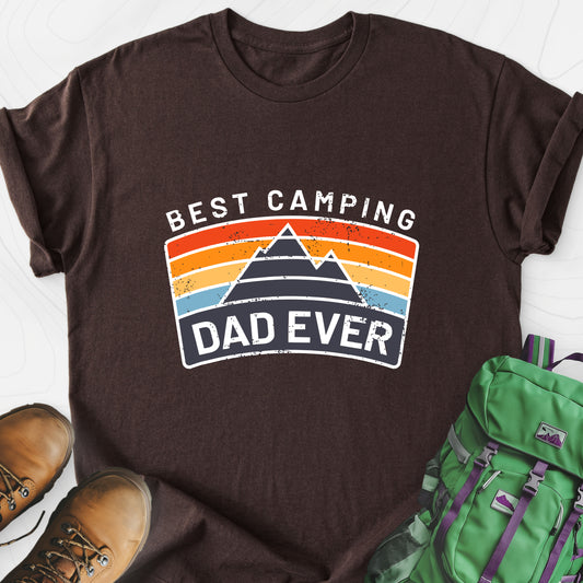 Best Camping Dad Ever Dark Chocolate front print lightweight T-shirt