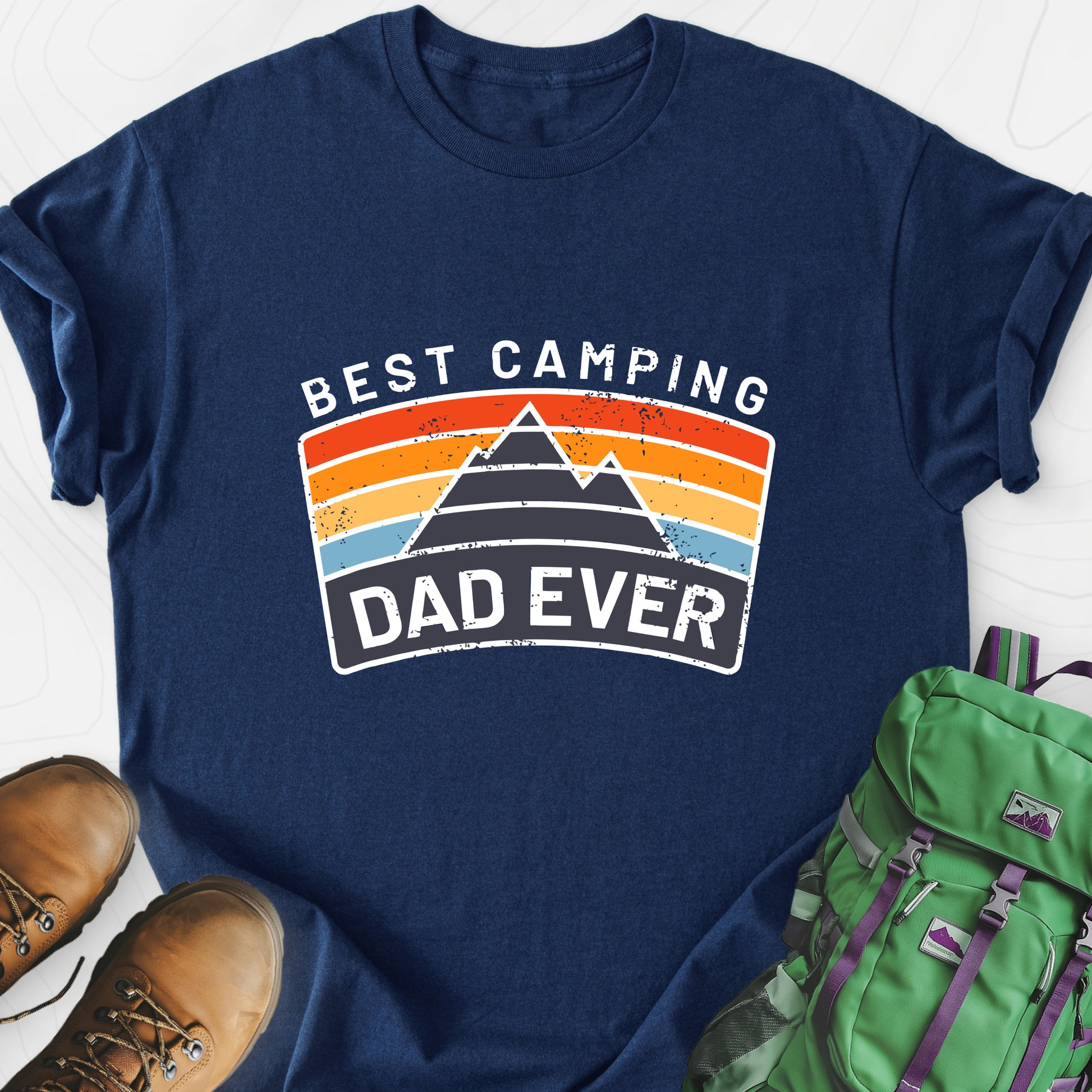 Best Camping Dad Ever Navy front print lightweight T-shirt