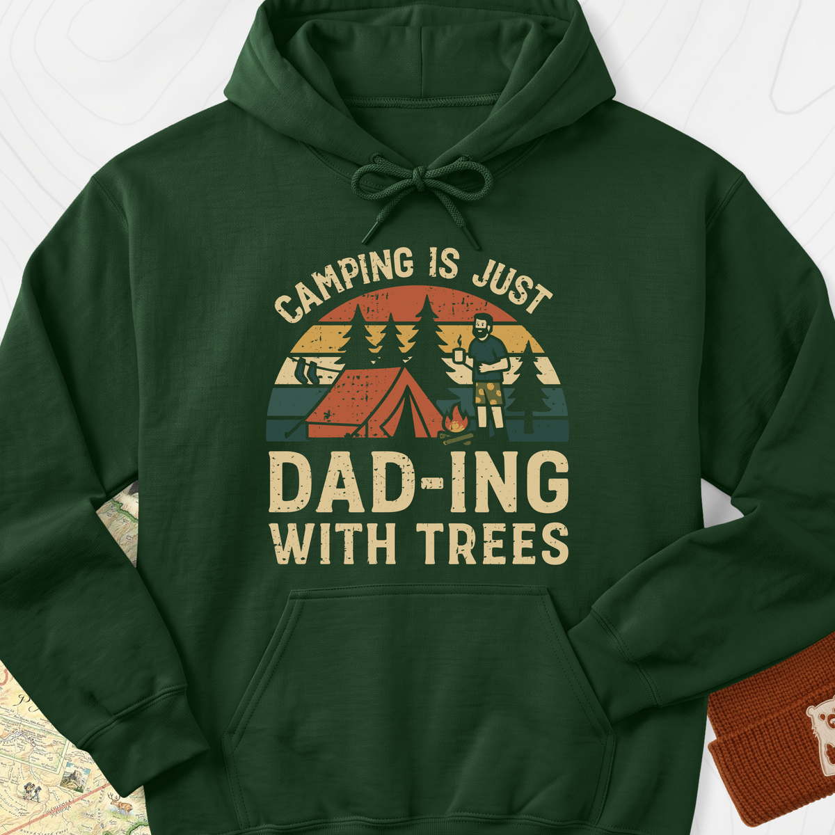 Dad-ing With Trees Hoodie - Forest Green