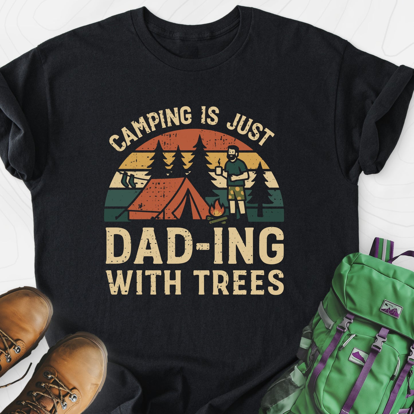 Dad-ing With Trees Black front print lightweight T-shirt