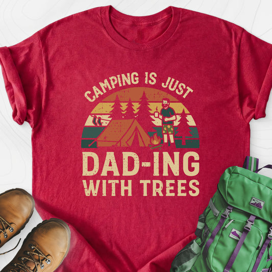 Dad-ing With Trees Heather Red front print lightweight T-shirt