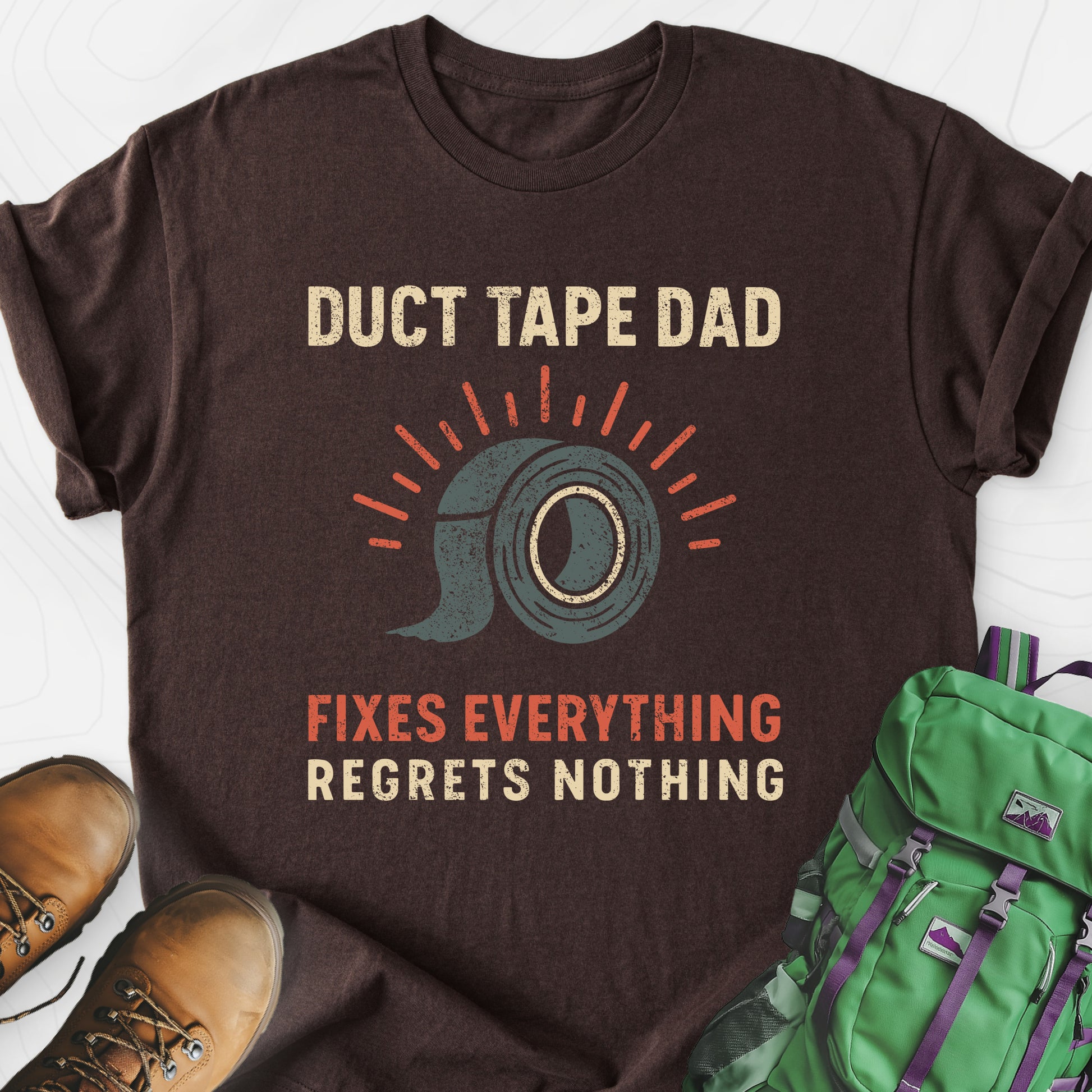 Duct Tape Dad Dark Chocolate front print lightweight T-shirt