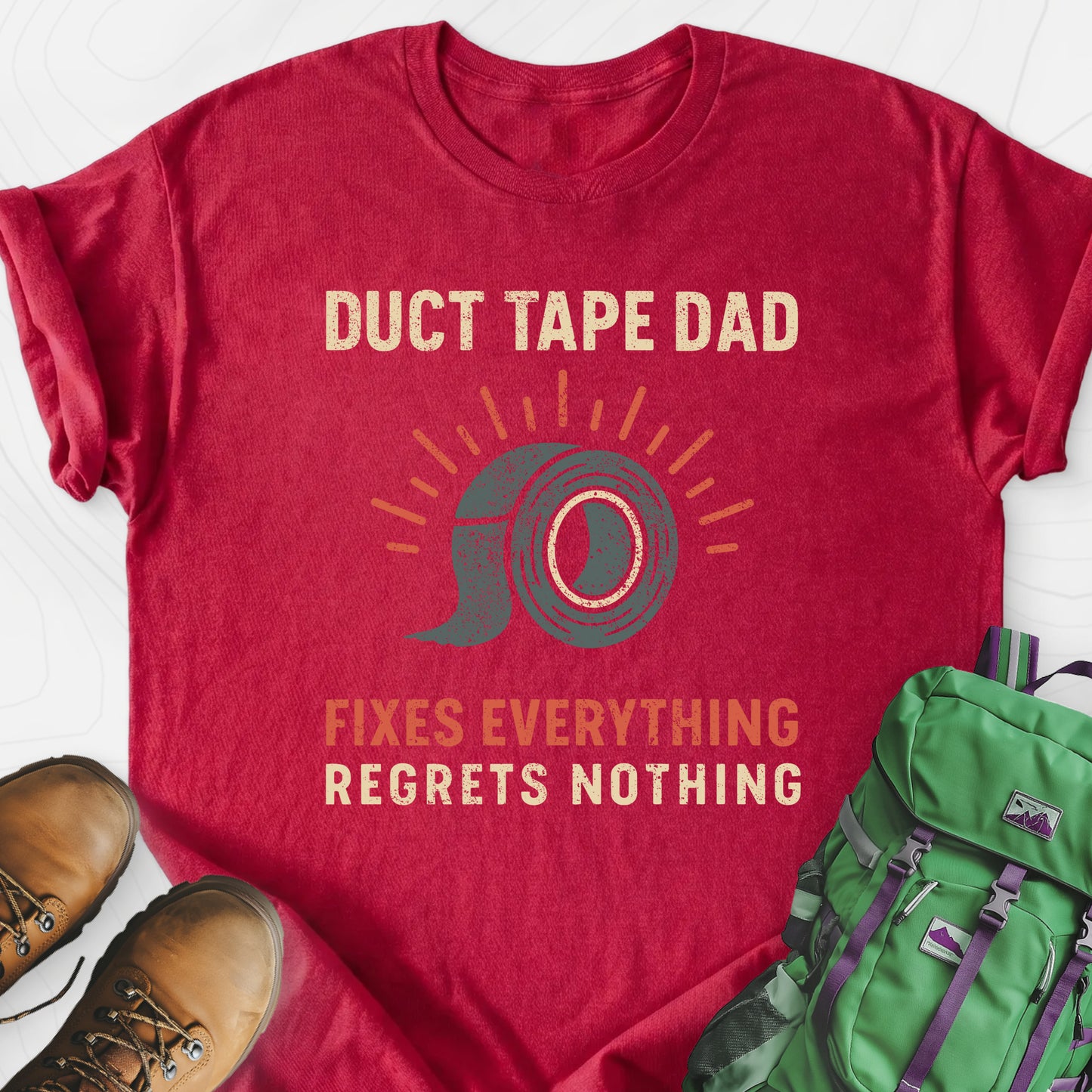 Duct Tape Dad Heather Red front print lightweight T-shirt