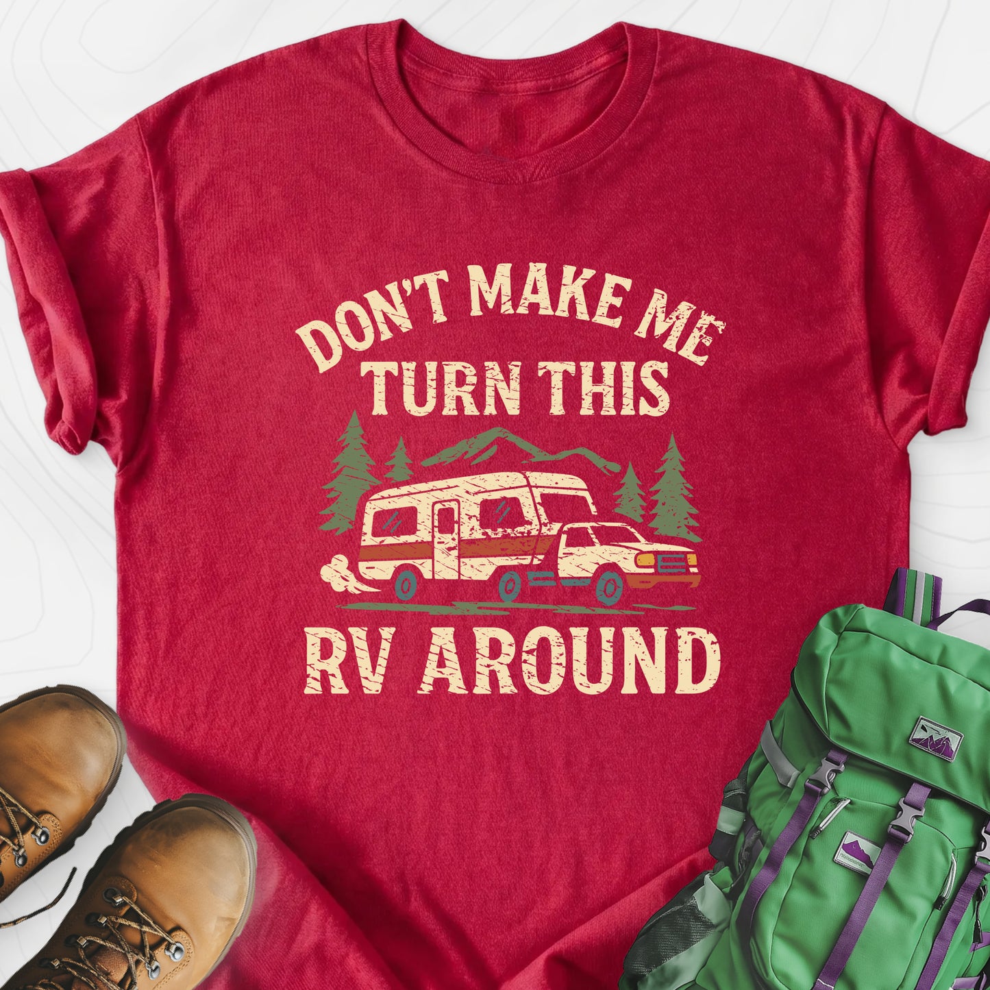 Turn This RV Around Heather Red front print lightweight T-shirt