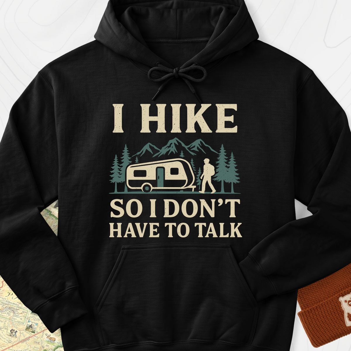 I Hike to Avoid Small Talk Hoodie - Black