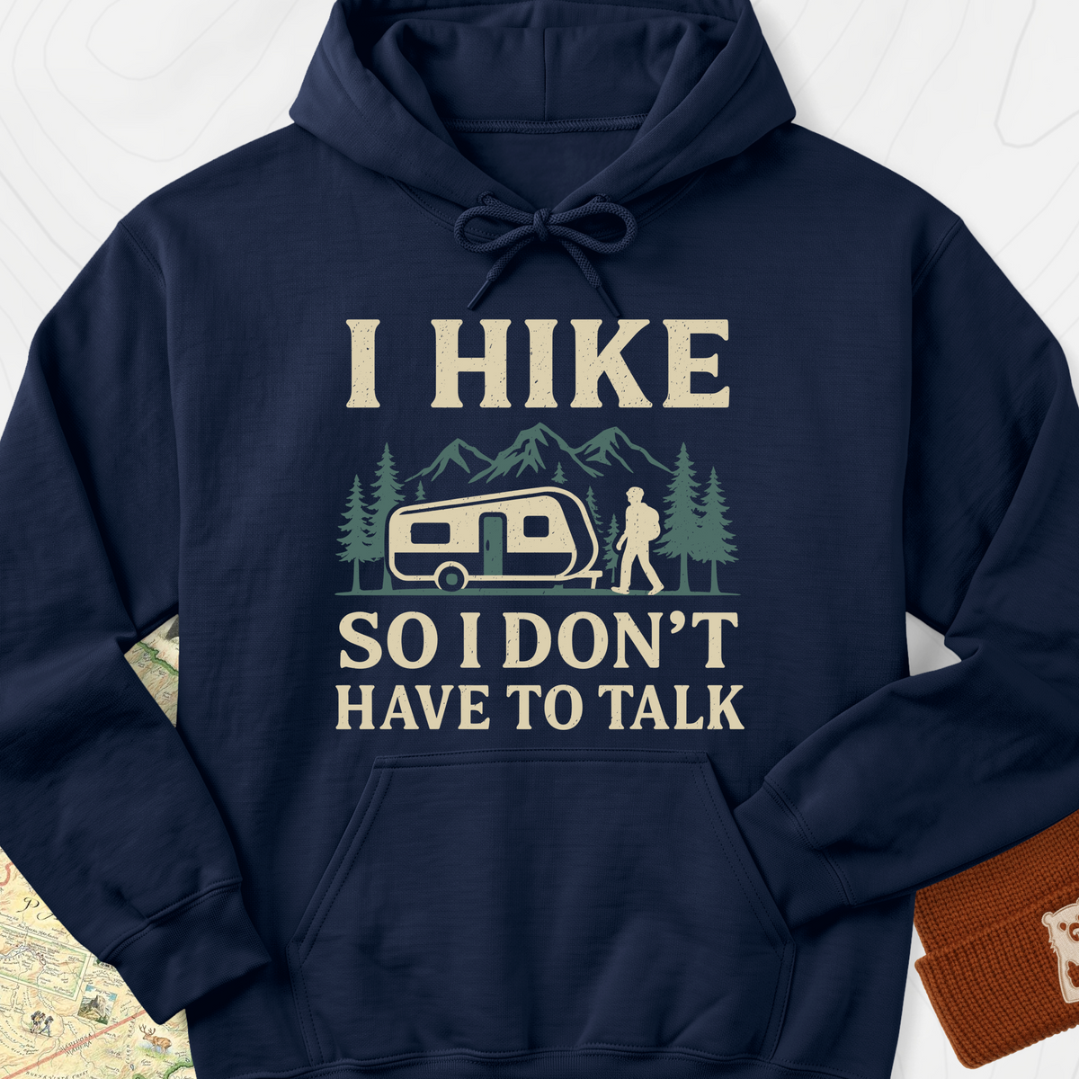 I Hike to Avoid Small Talk Hoodie - Navy