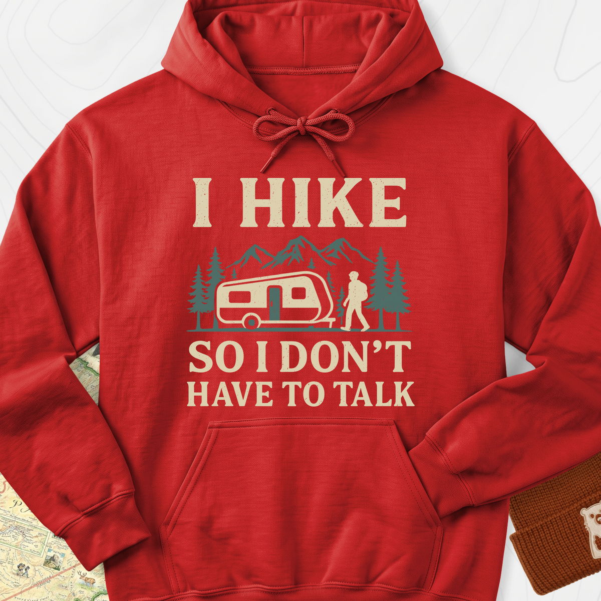 I Hike to Avoid Small Talk Hoodie - Red