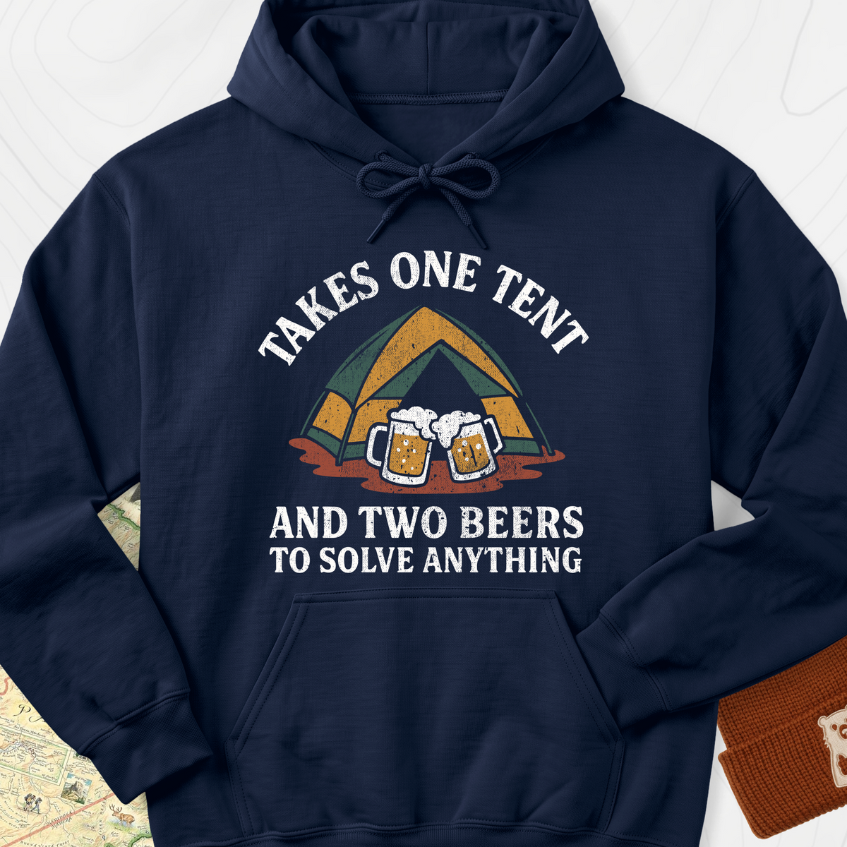 One Tent, Two Beers Hoodie - Navy