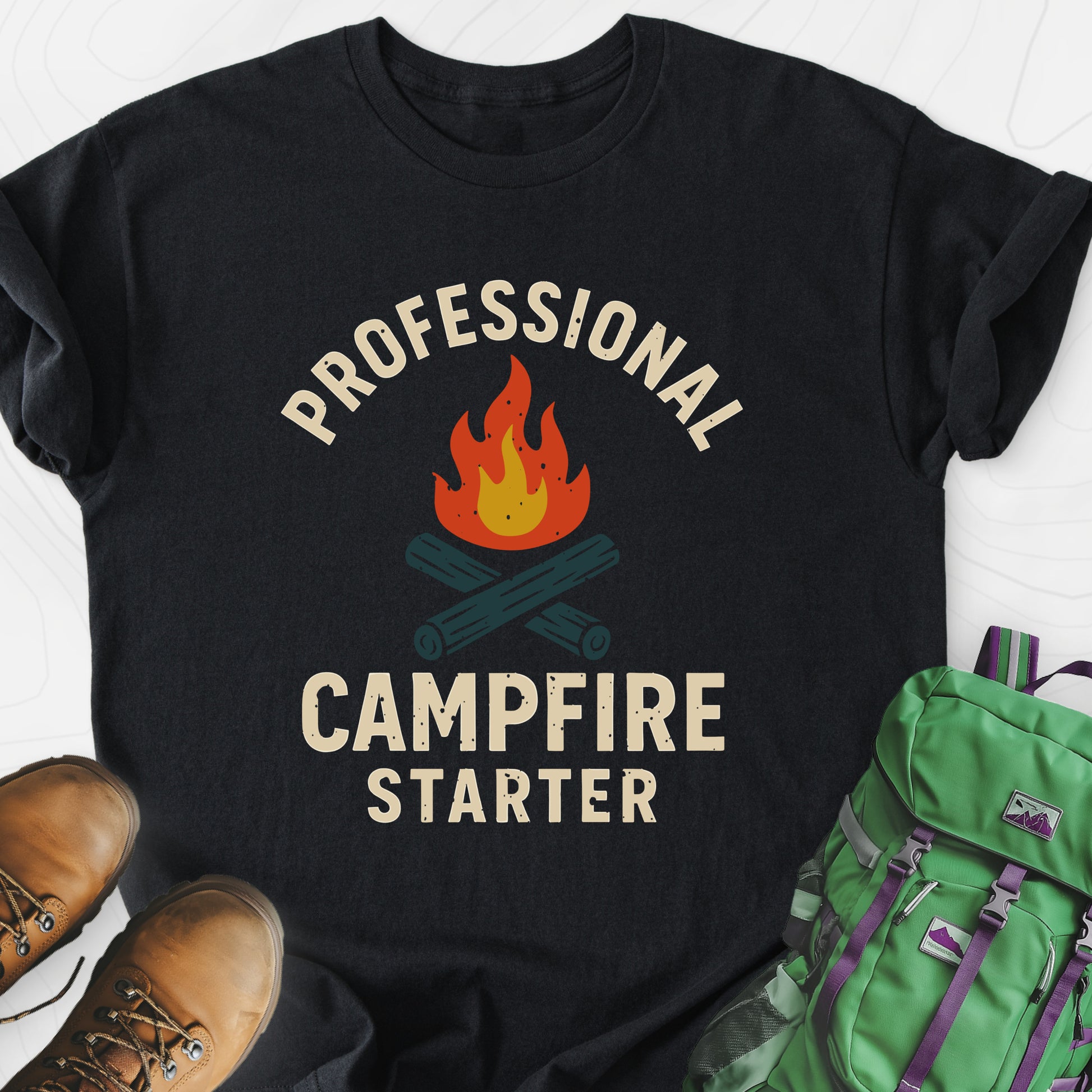 Campfire Pro Black front print lightweight T-shirt