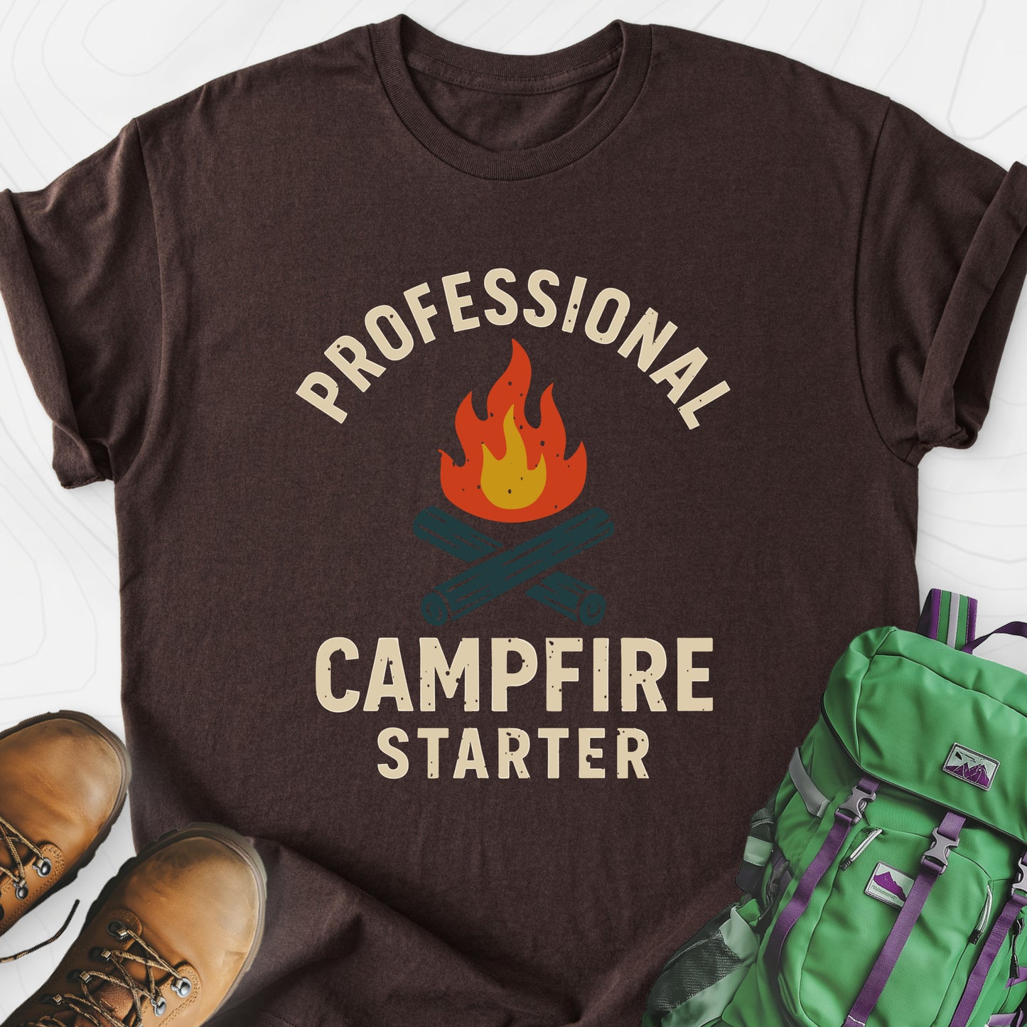 Campfire Pro Dark Chocolate front print lightweight T-shirt