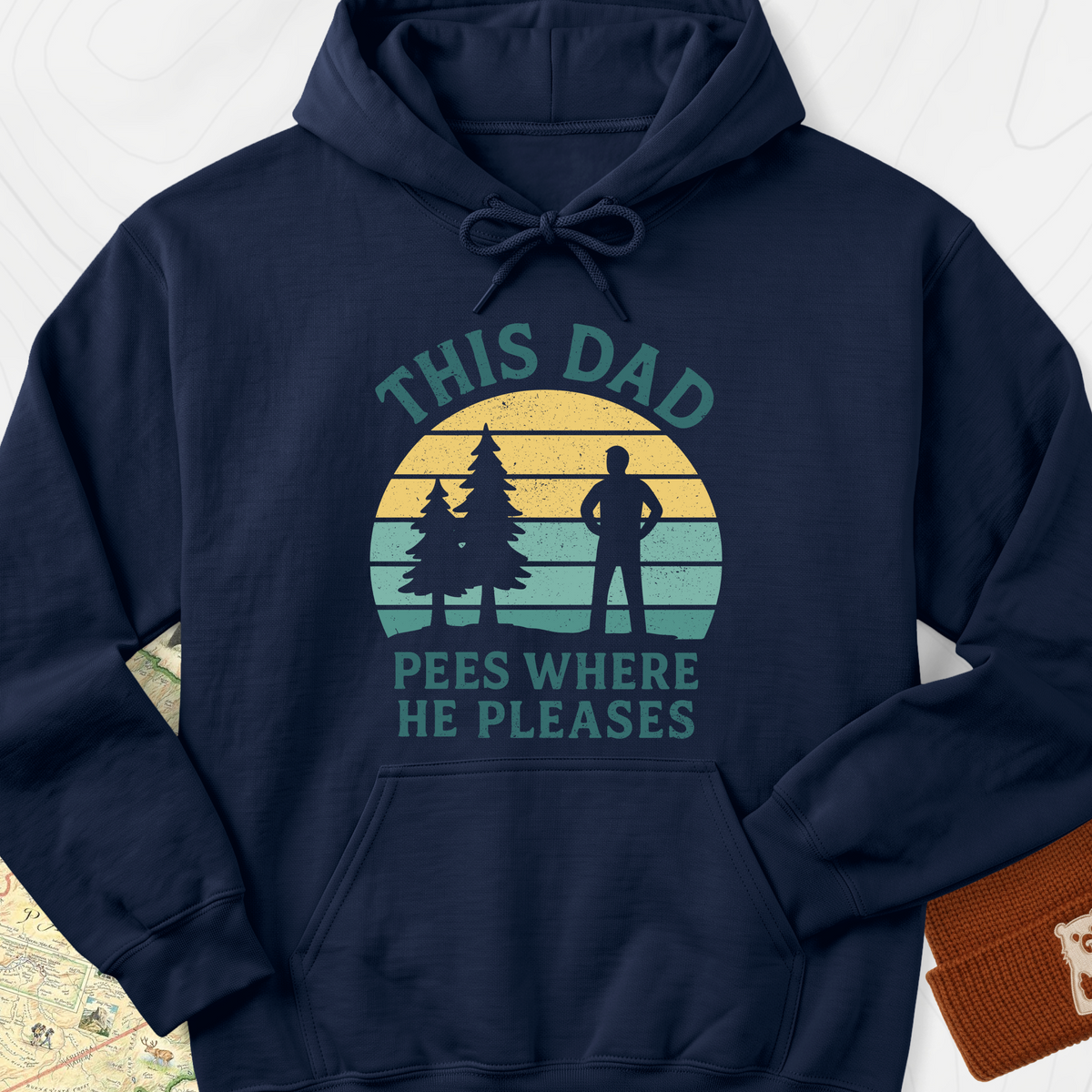 This Dad Pees Where He Pleases Hoodie - Navy