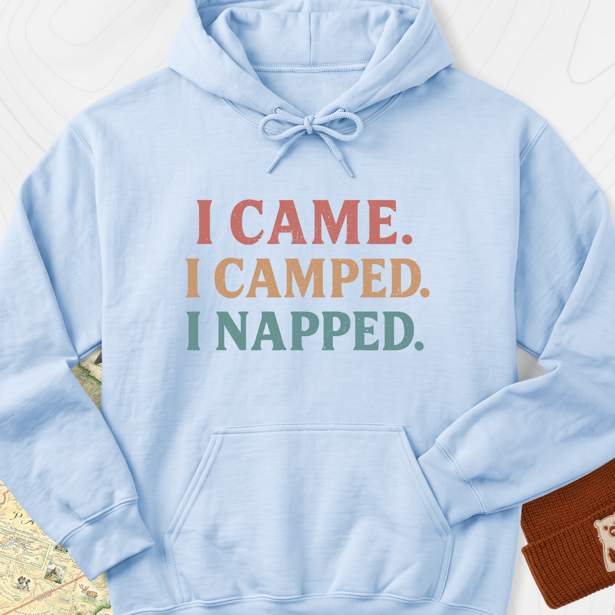 I Came, I Camped, I Napped Hoodie - Light Blue