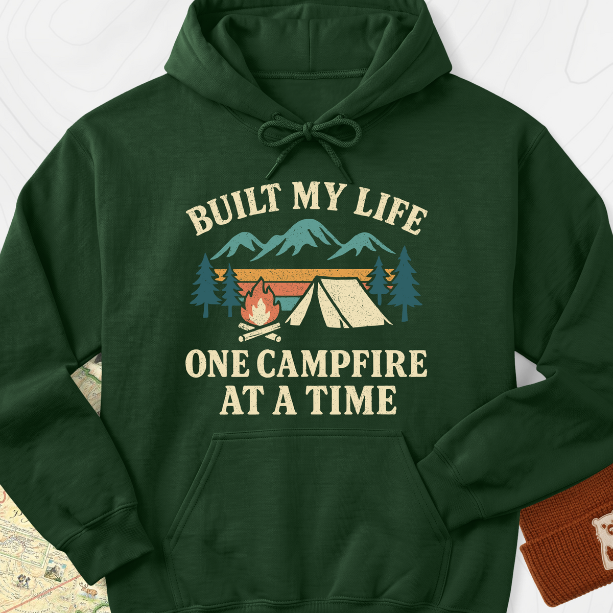One Campfire at a Time Hoodie - Forest Green