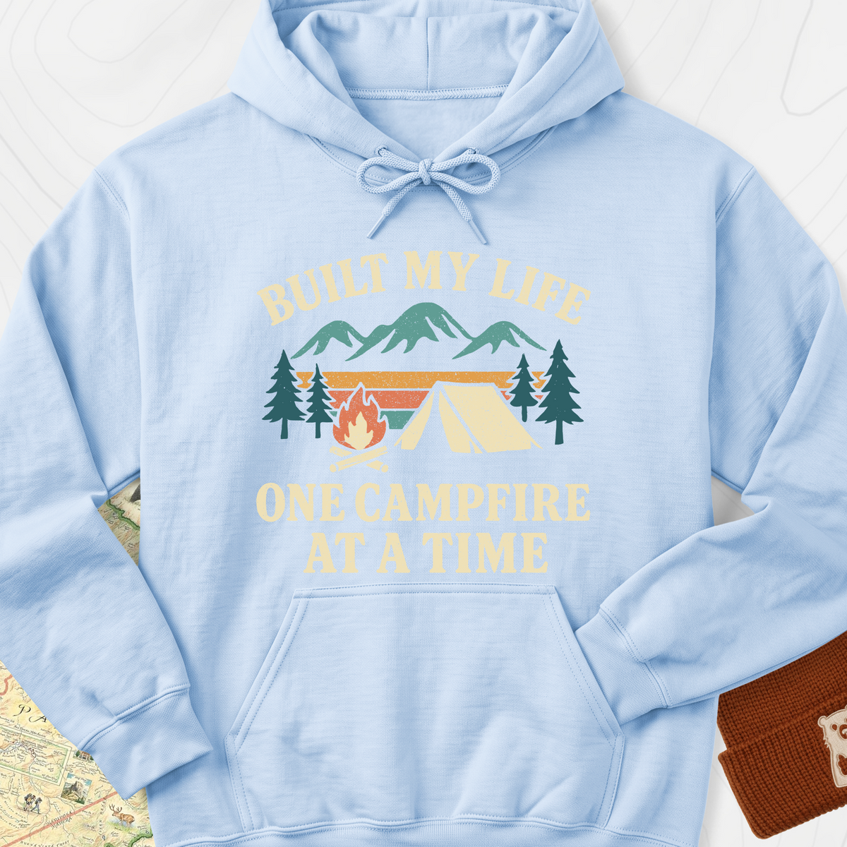 One Campfire at a Time Hoodie - Light Blue