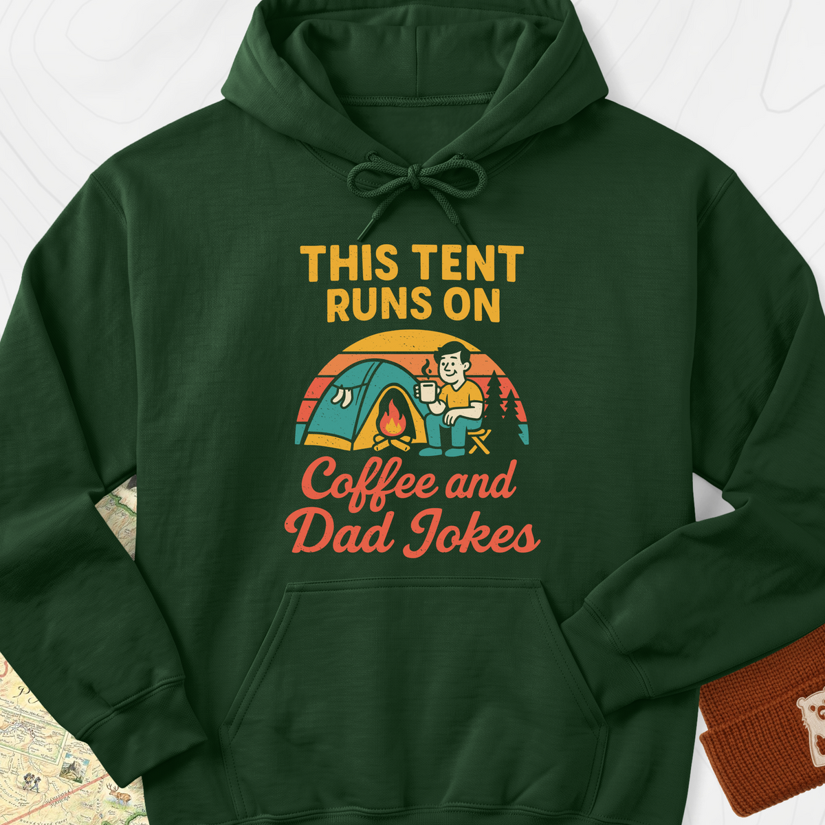 This Tent Runs on Dad Jokes Hoodie - Forest Green