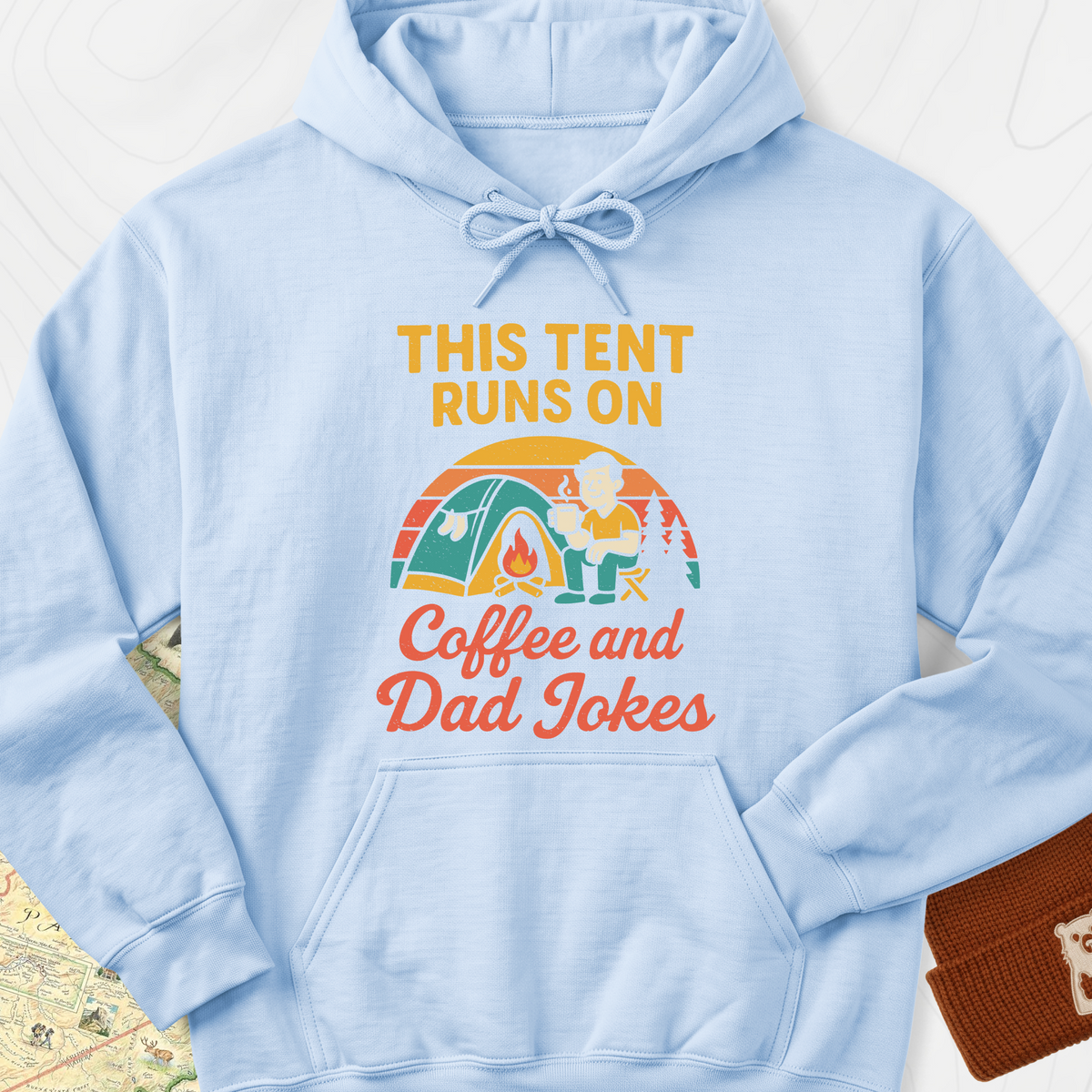 This Tent Runs on Dad Jokes Hoodie - Light Blue