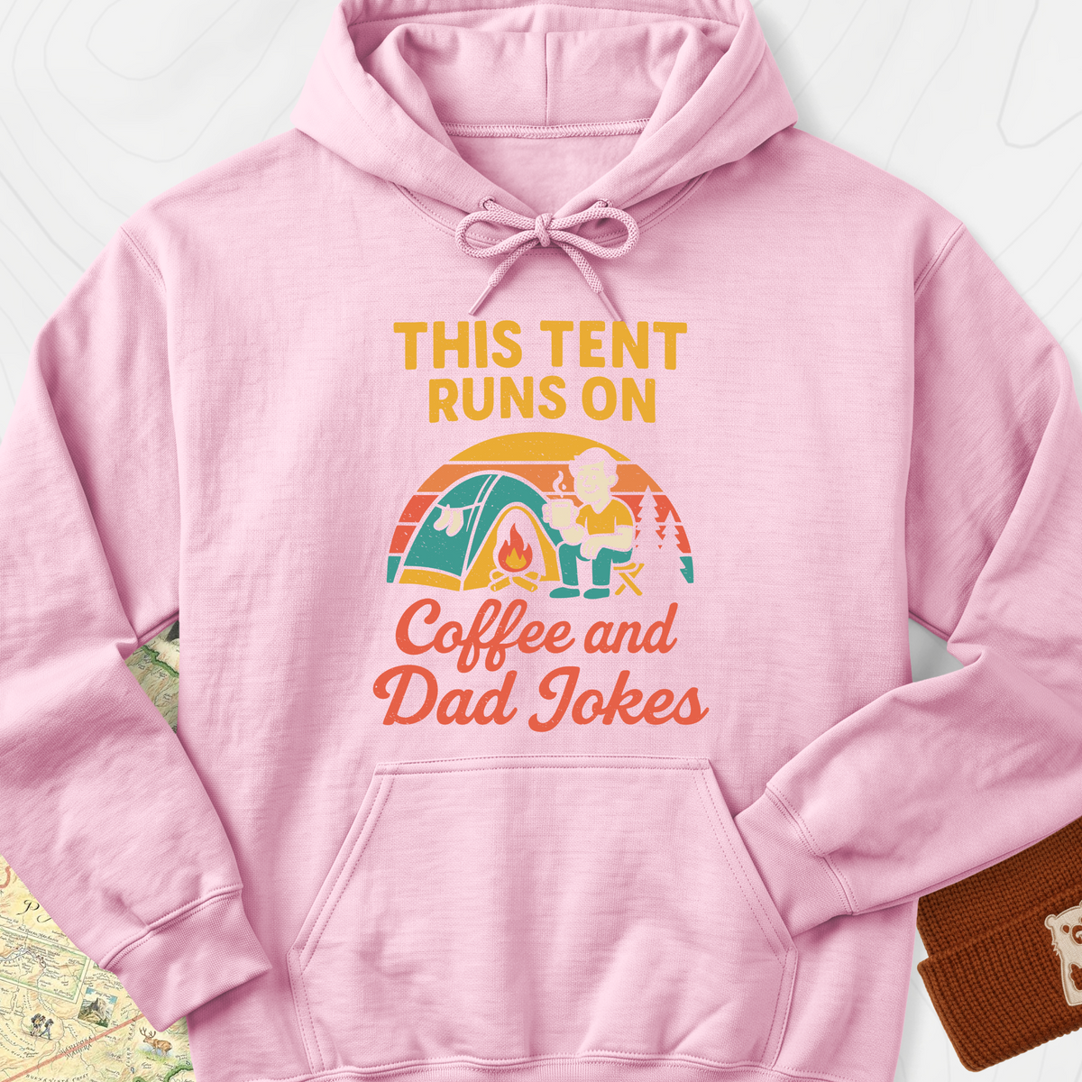 This Tent Runs on Dad Jokes Hoodie - Light Pink
