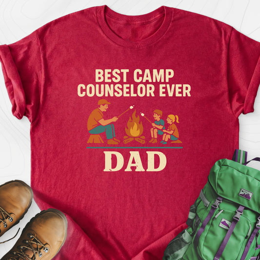 Camp Counselor Dad Heather Red front print lightweight T-shirt