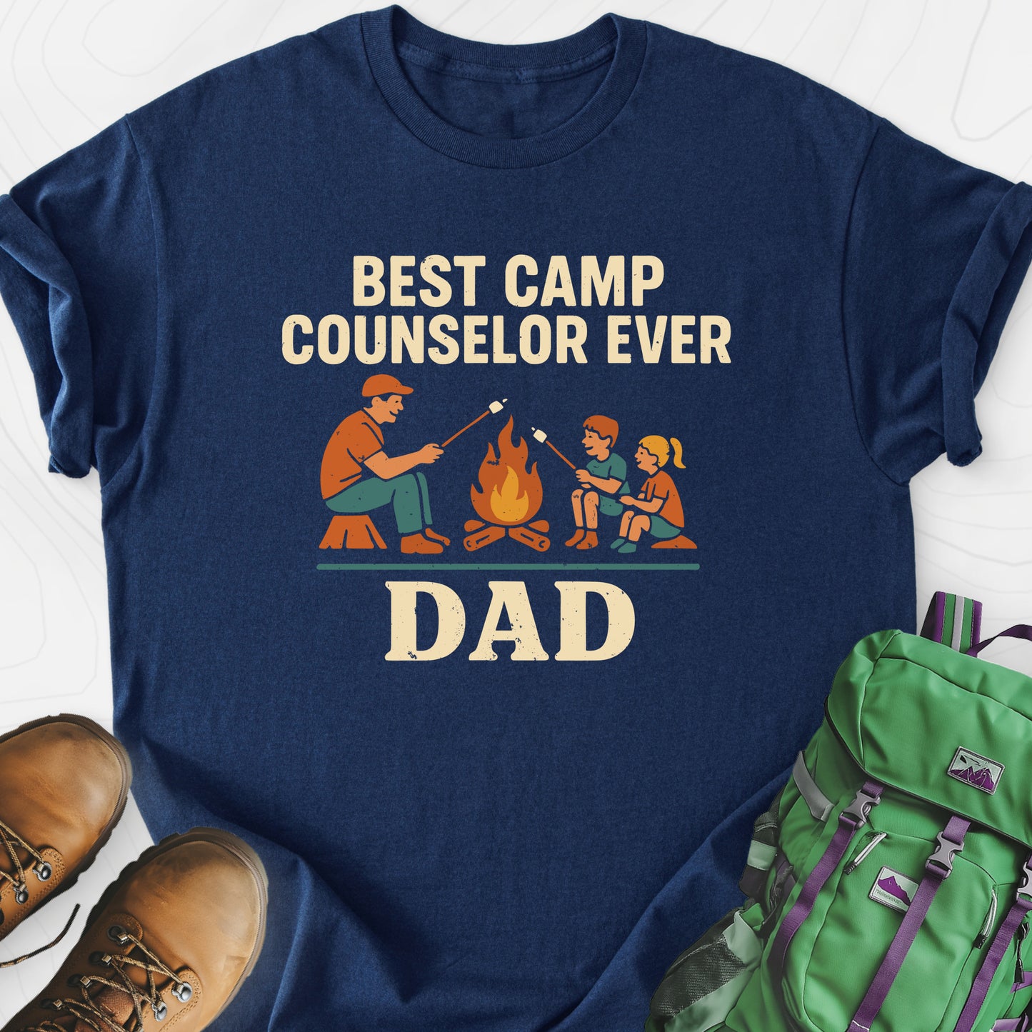 Camp Counselor Dad Navy front print lightweight T-shirt