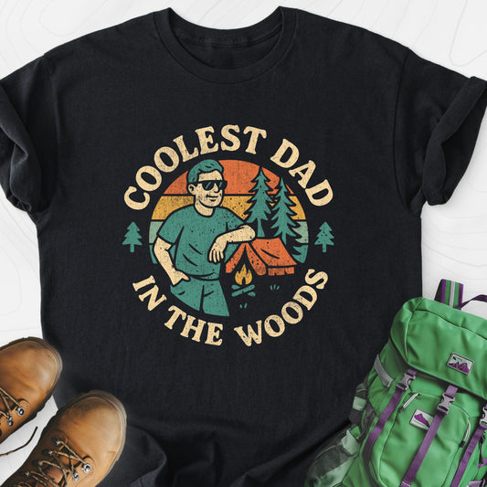 Coolest Dad in the Woods Black front print lightweight T-shirt
