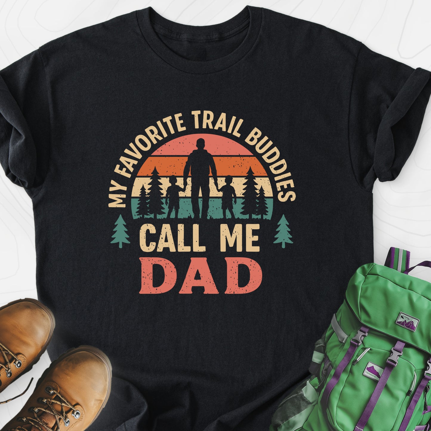 Trail Buddies Call Me Dad Black front print lightweight T-shirt
