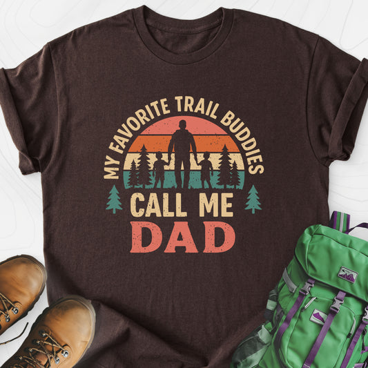 Trail Buddies Call Me Dad Dark Chocolate front print lightweight T-shirt