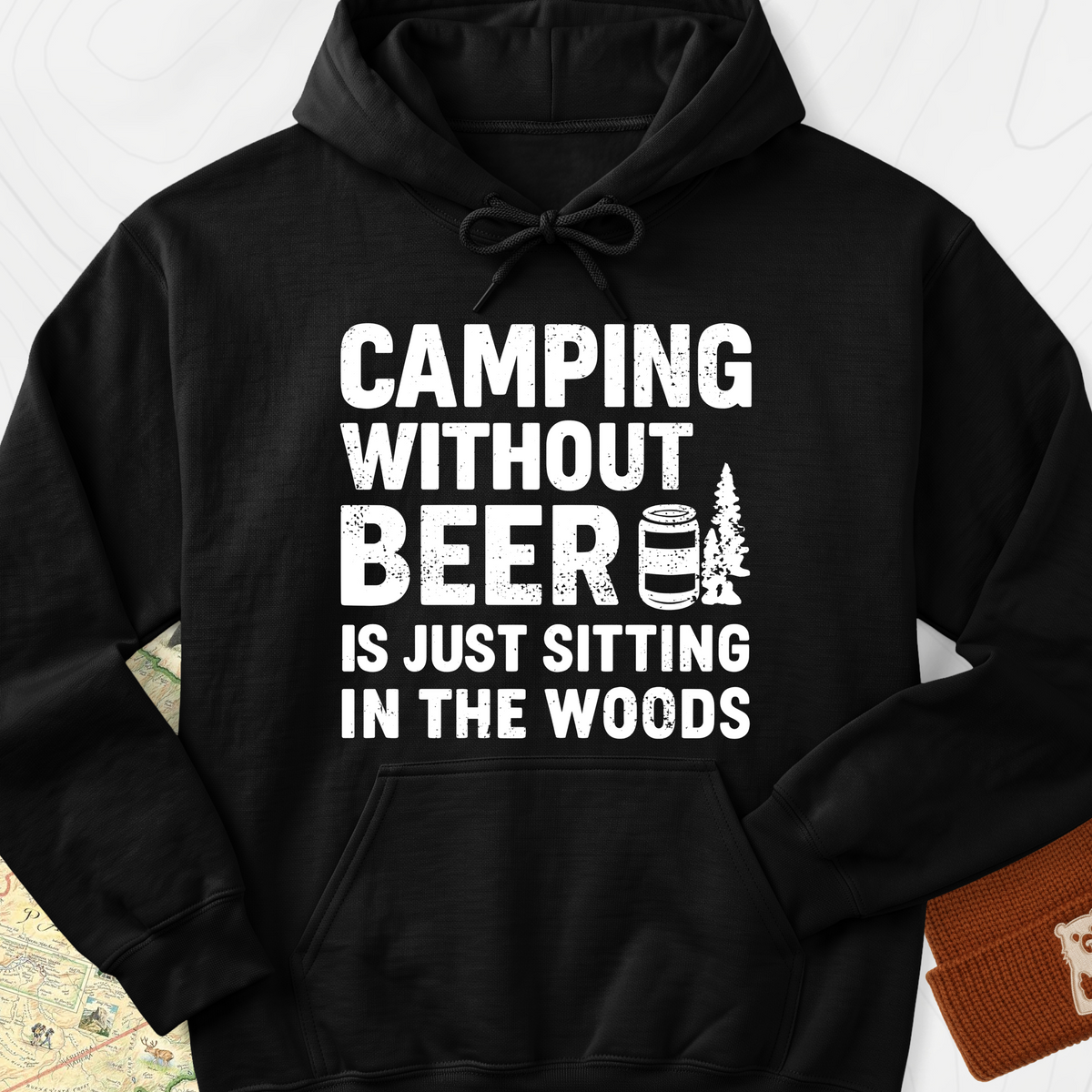 Camping Without Beer Hoodie - Black