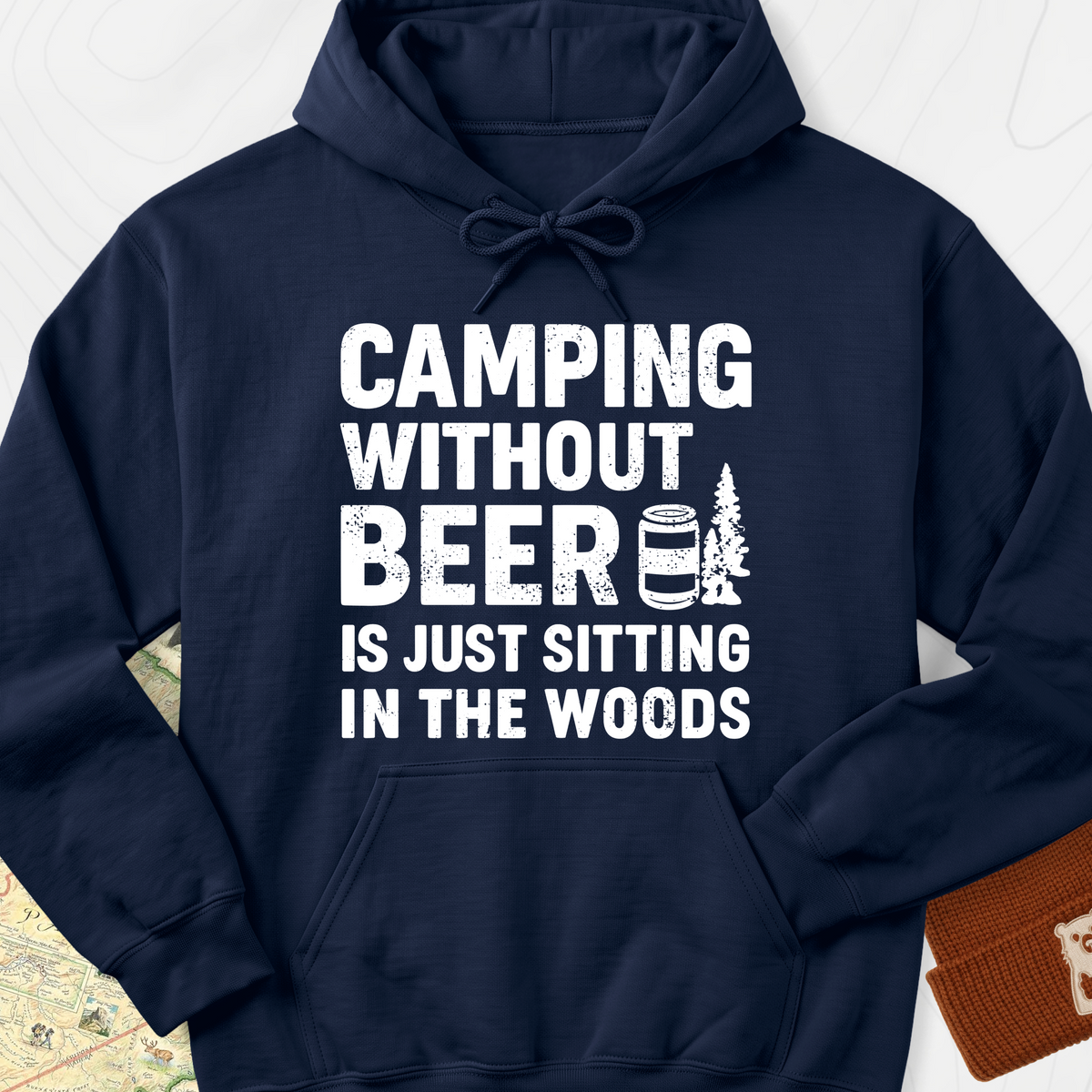 Camping Without Beer Hoodie - Navy