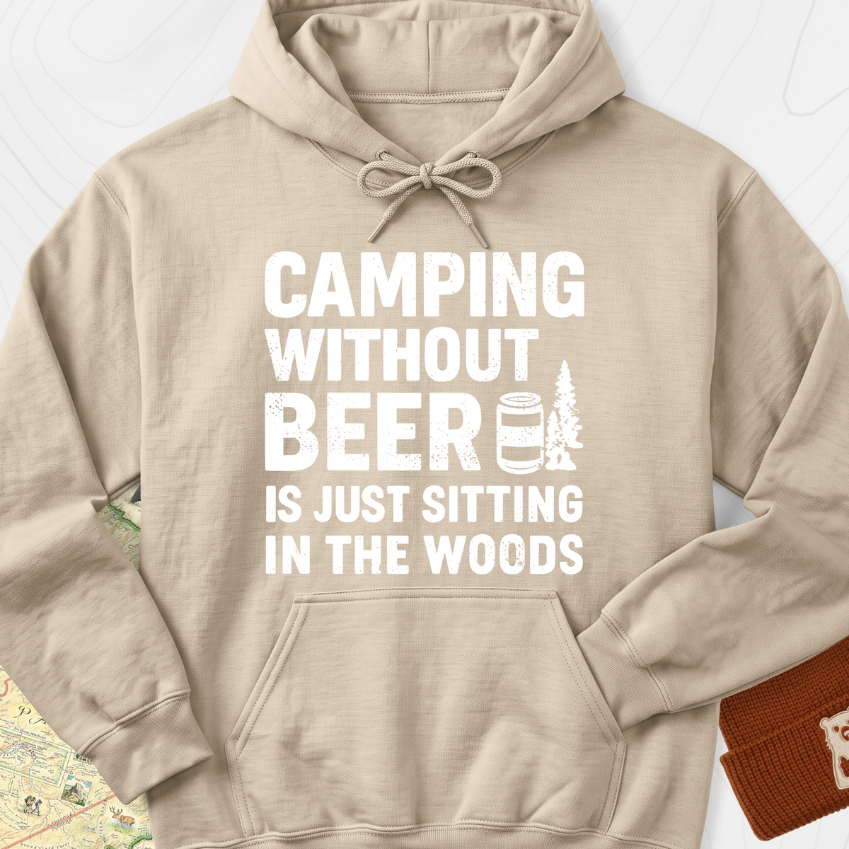 Camping Without Beer Hoodie - Sand