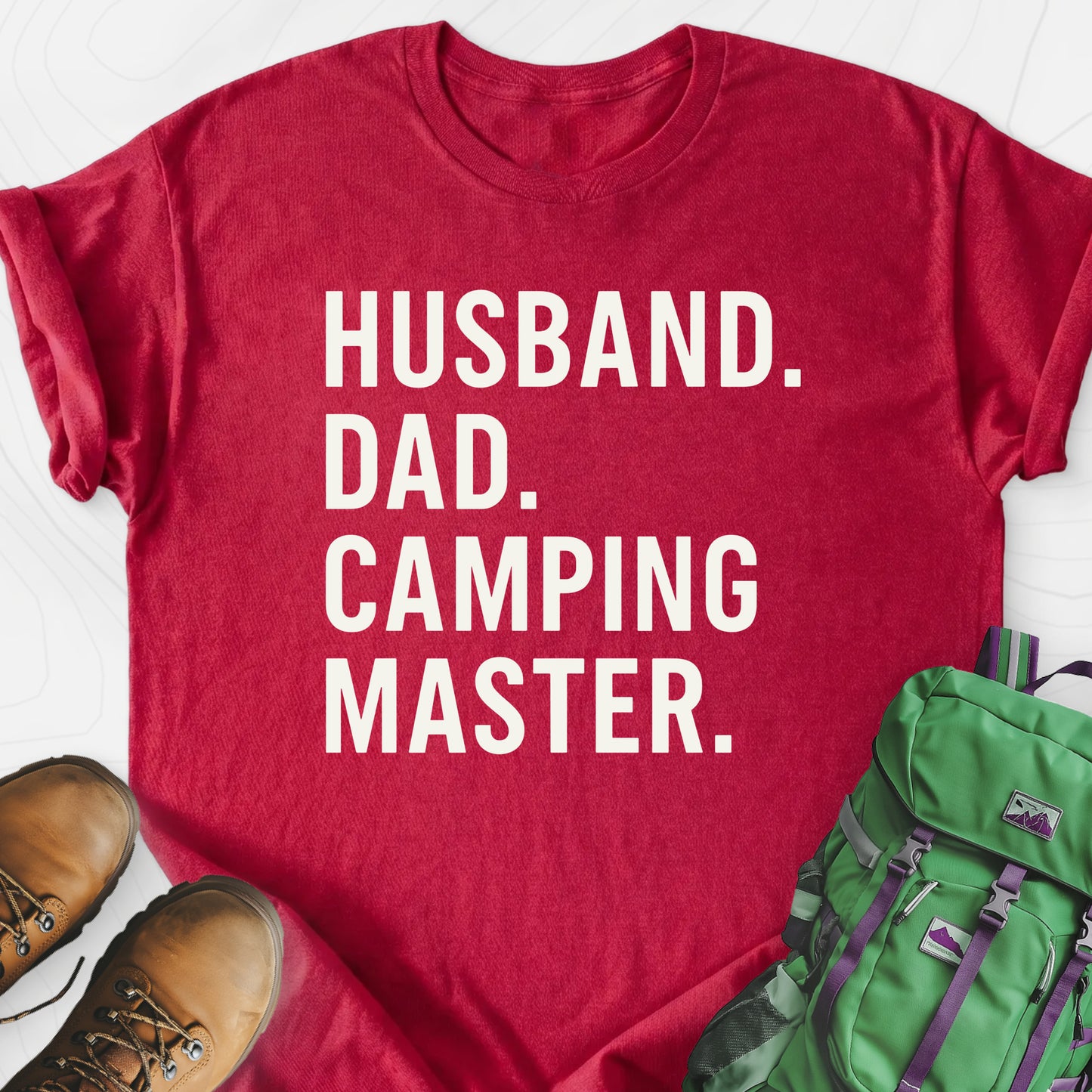 Camping Master Heather Red front print lightweight T-shirt