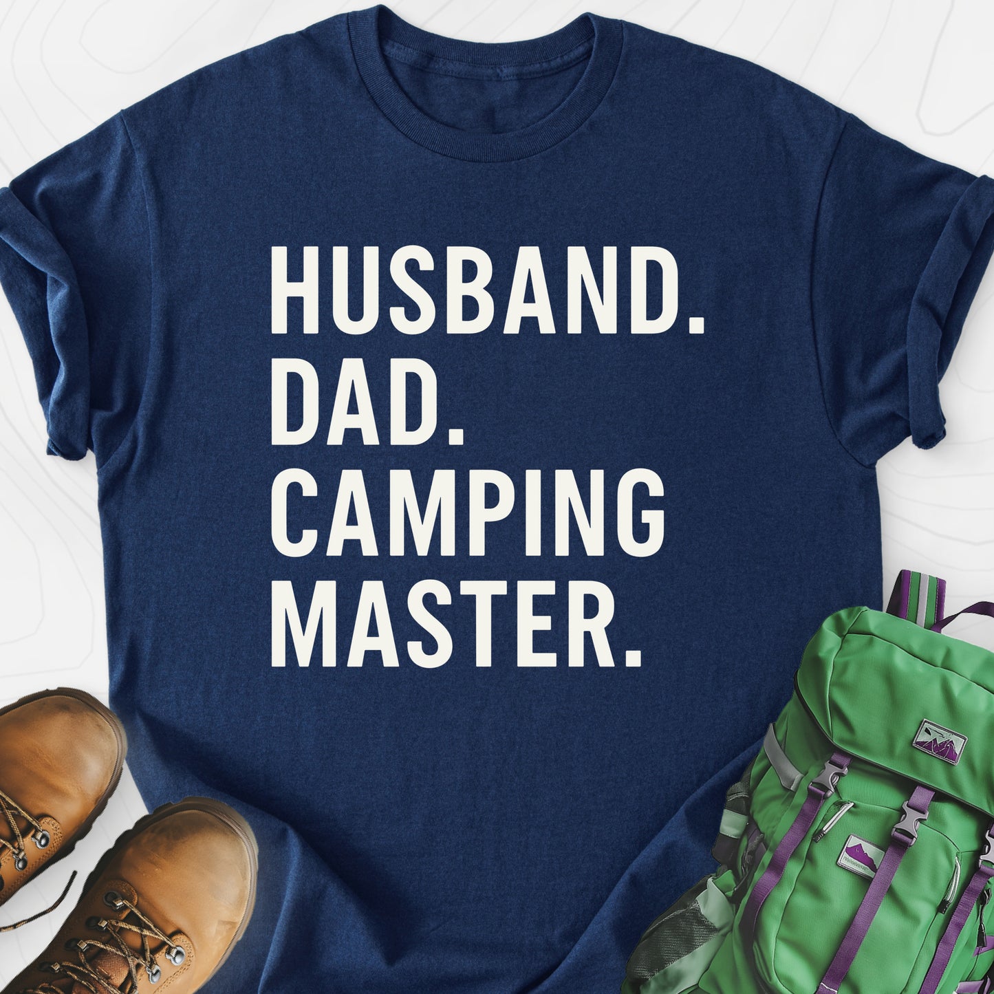 Camping Master Navy front print lightweight T-shirt