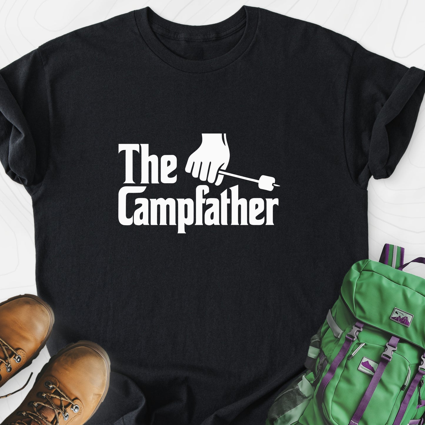 The Campfather Black front print lightweight T-shirt