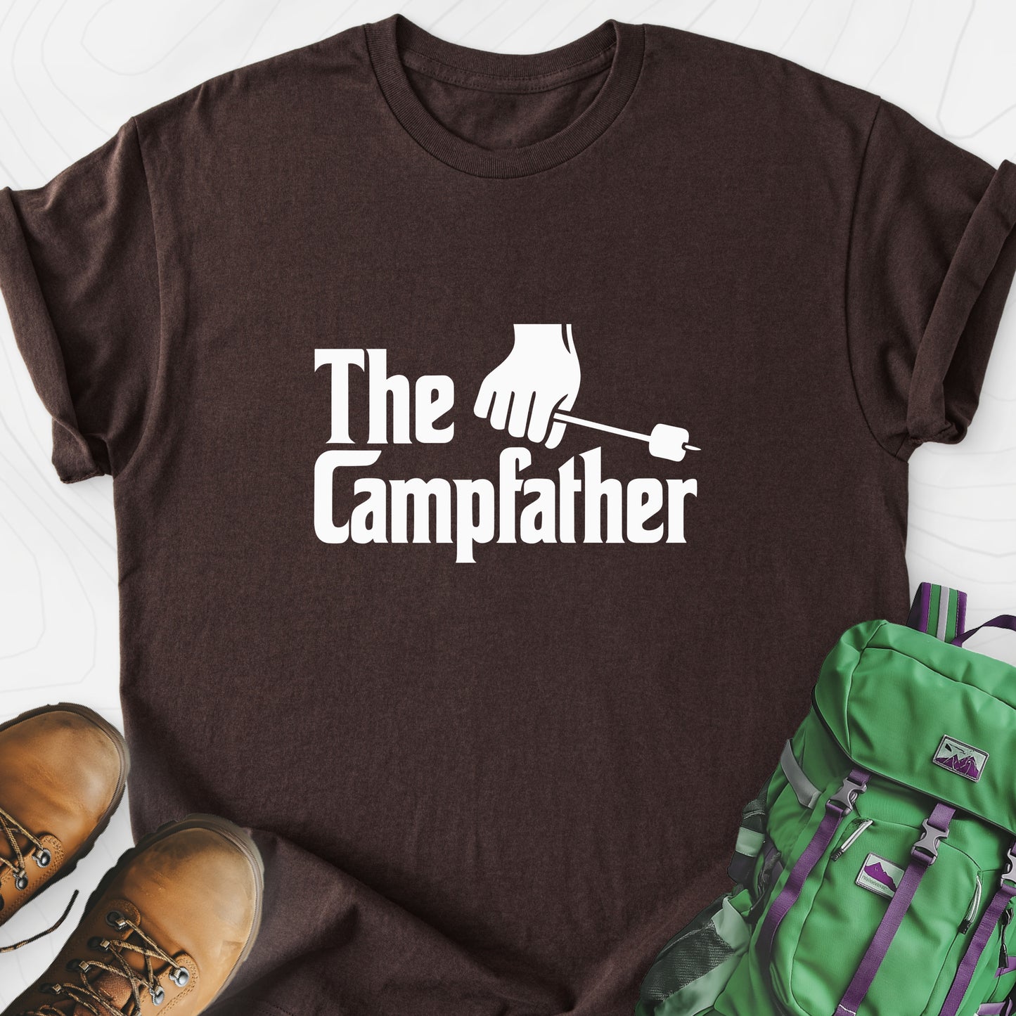 The Campfather Dark Chocolate front print lightweight T-shirt