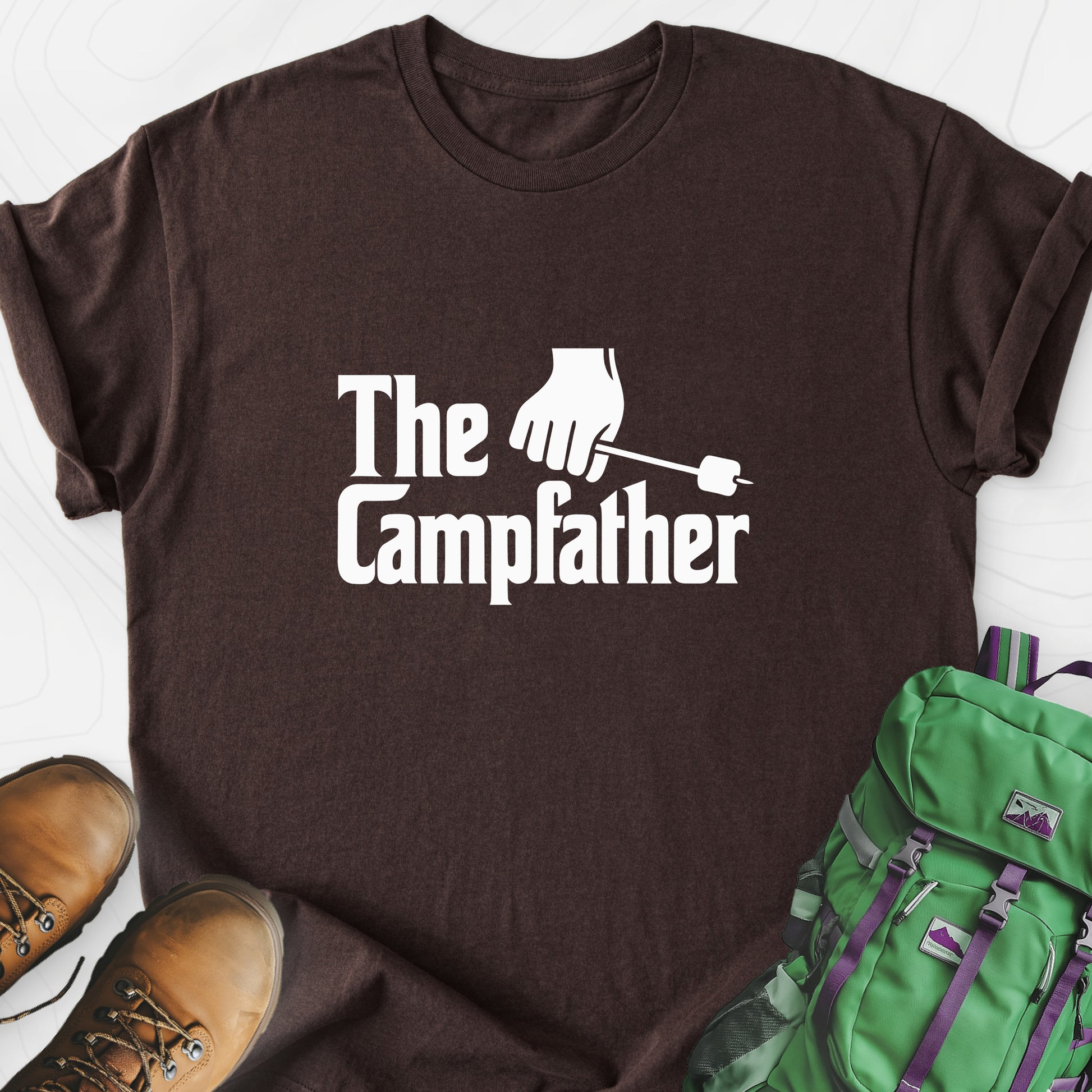 The Campfather Dark Chocolate front print lightweight T-shirt