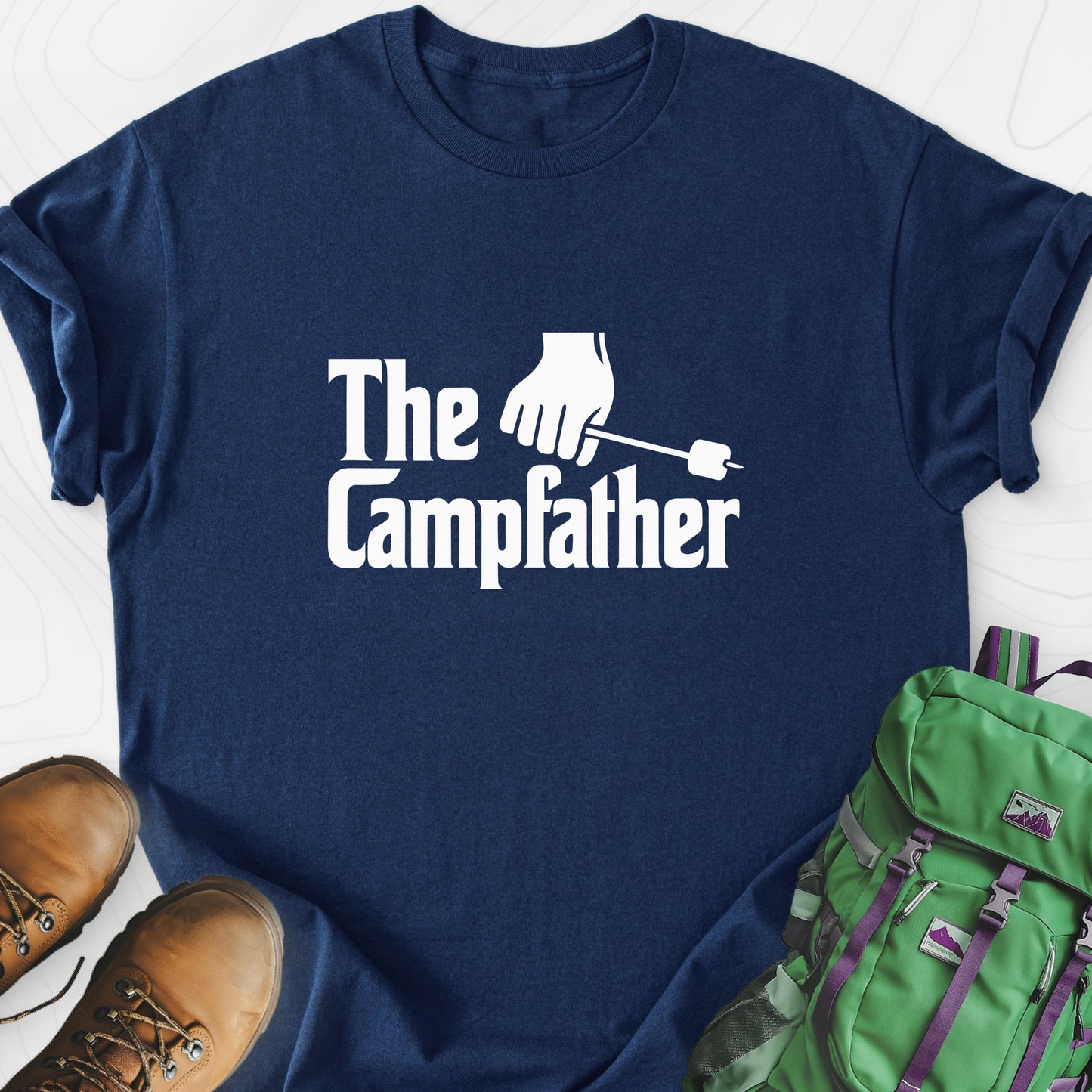 The Campfather Navy front print lightweight T-shirt