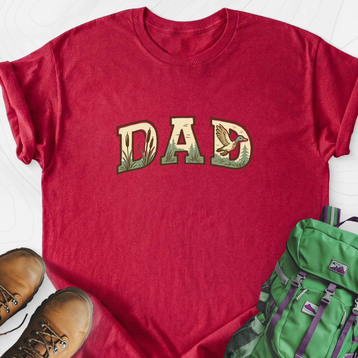 Wilderness Dad Heather Red front print lightweight T-shirt
