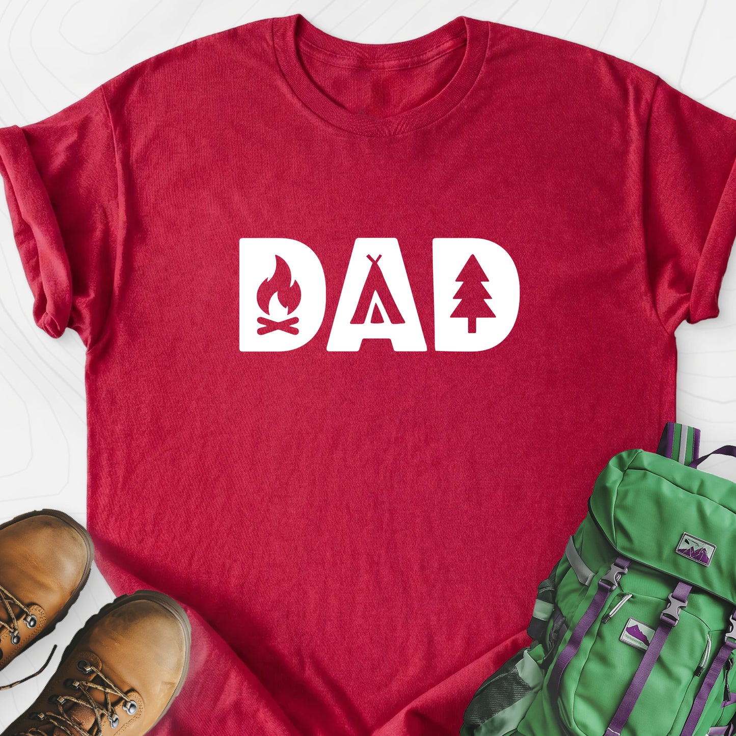 Symbols of Dad Heather Red front print lightweight T-shirt