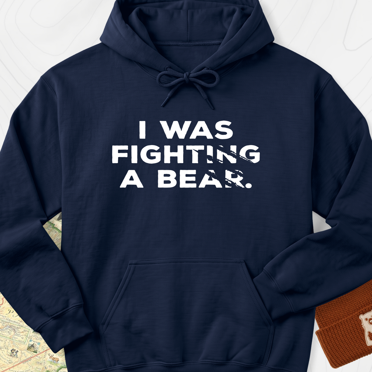 I Was Fighting a Bear Hoodie - Navy