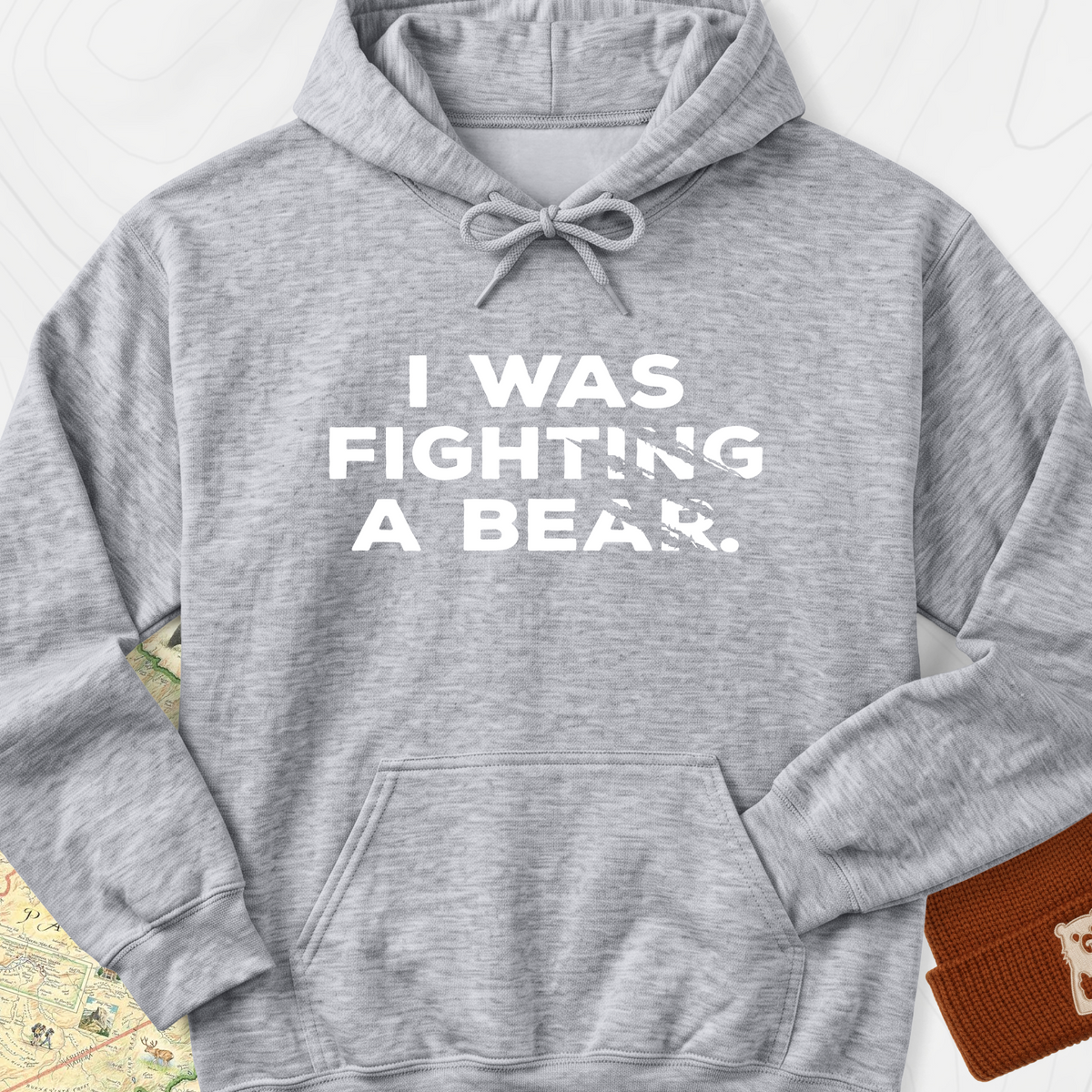 I Was Fighting a Bear Hoodie - Sport Grey