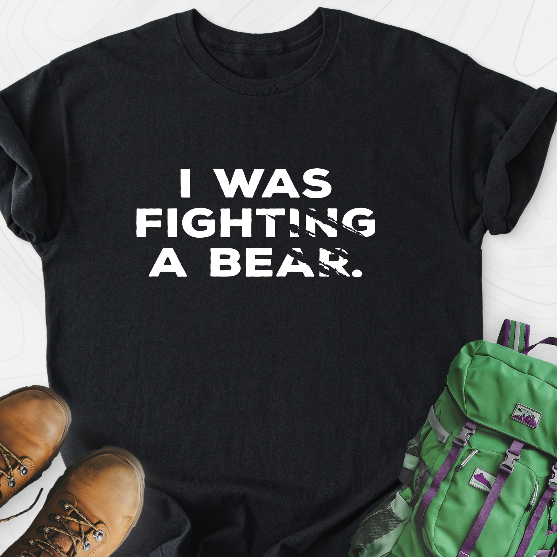 I Was Fighting a Bear Black front print lightweight T-shirt