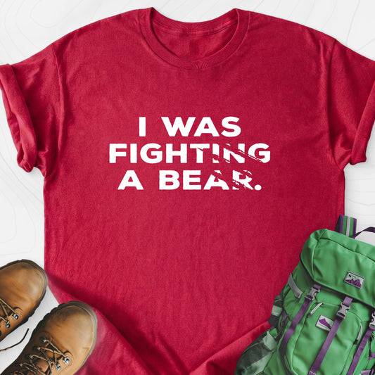 I Was Fighting a Bear Heather Red front print lightweight T-shirt