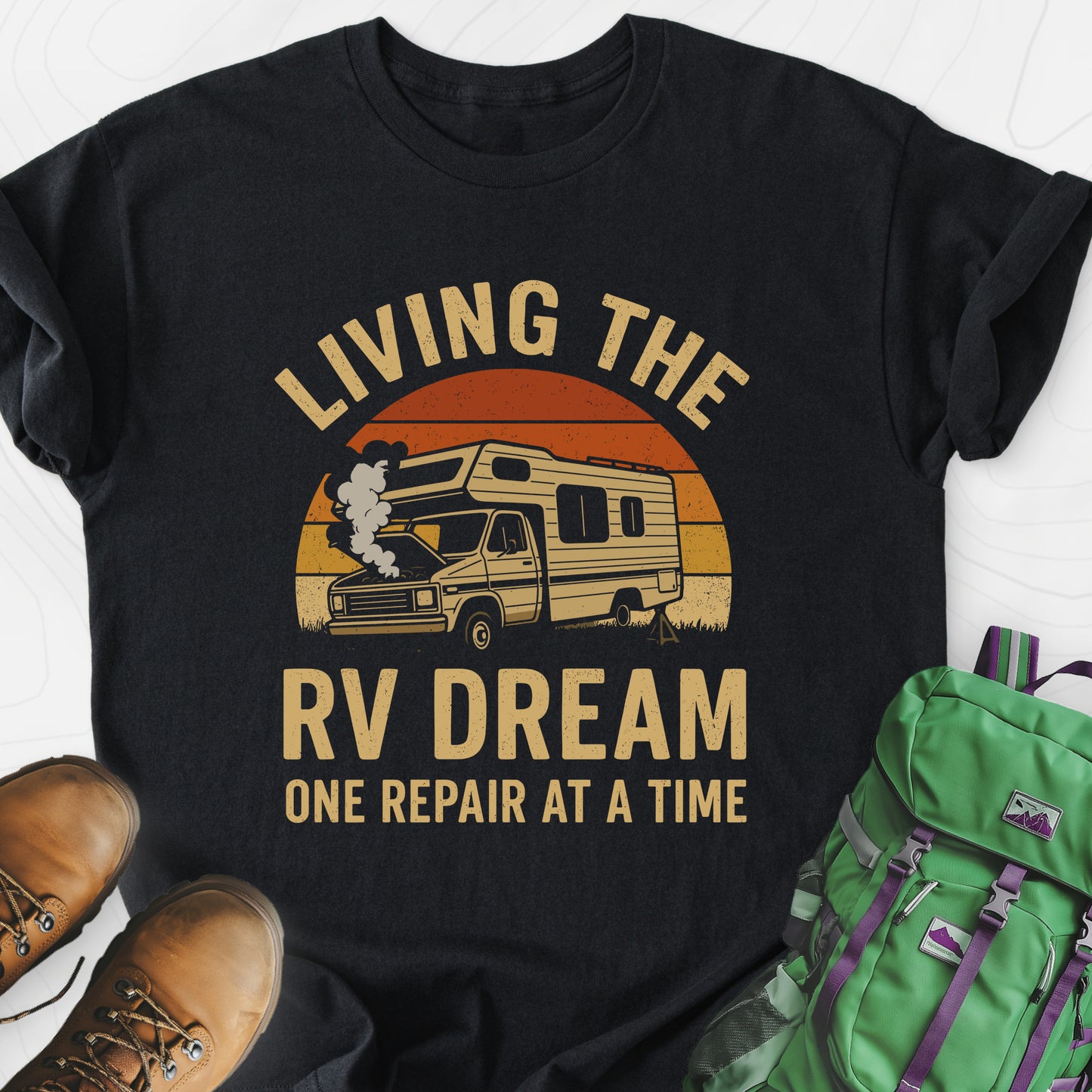 Living the RV Dream Black front print lightweight T-shirt