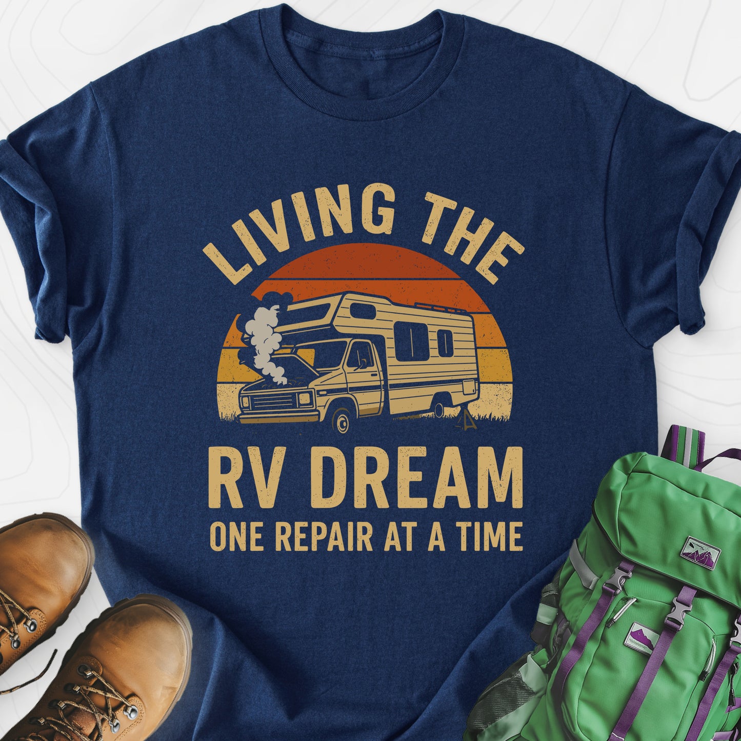 Living the RV Dream Navy front print lightweight T-shirt