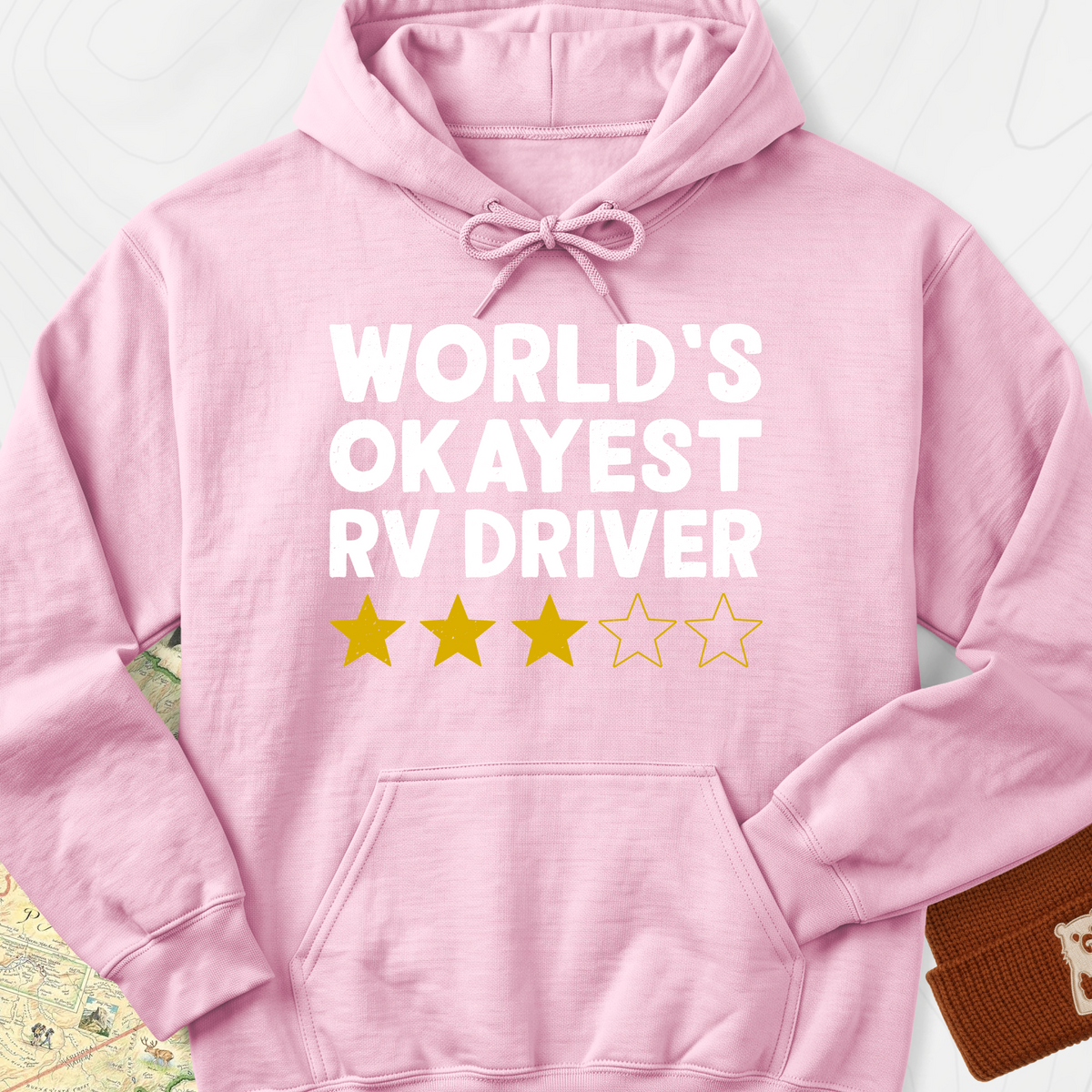 World’s Okayest RV Driver Hoodie - Light Pink