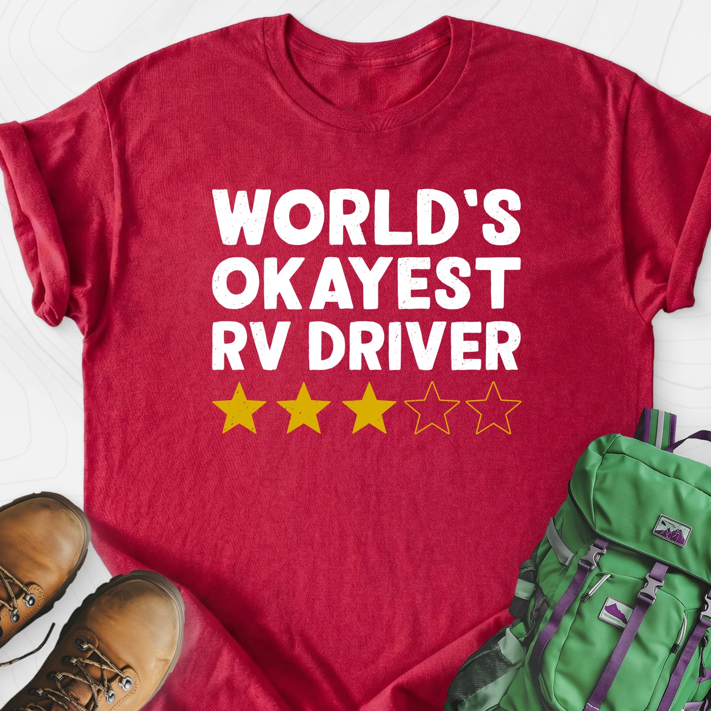 World’s Okayest RV Driver Heather Red front print lightweight T-shirt