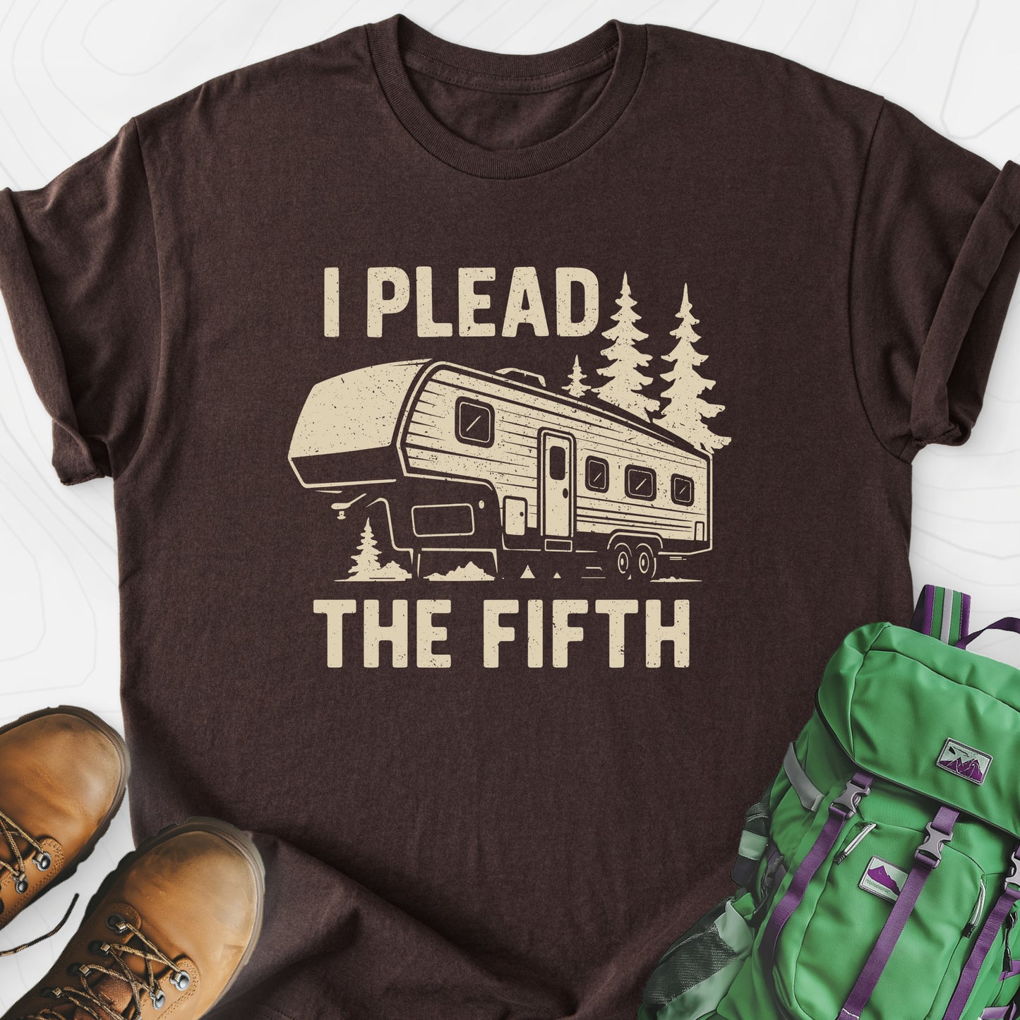 I Plead the Fifth Dark Chocolate front print lightweight T-shirt
