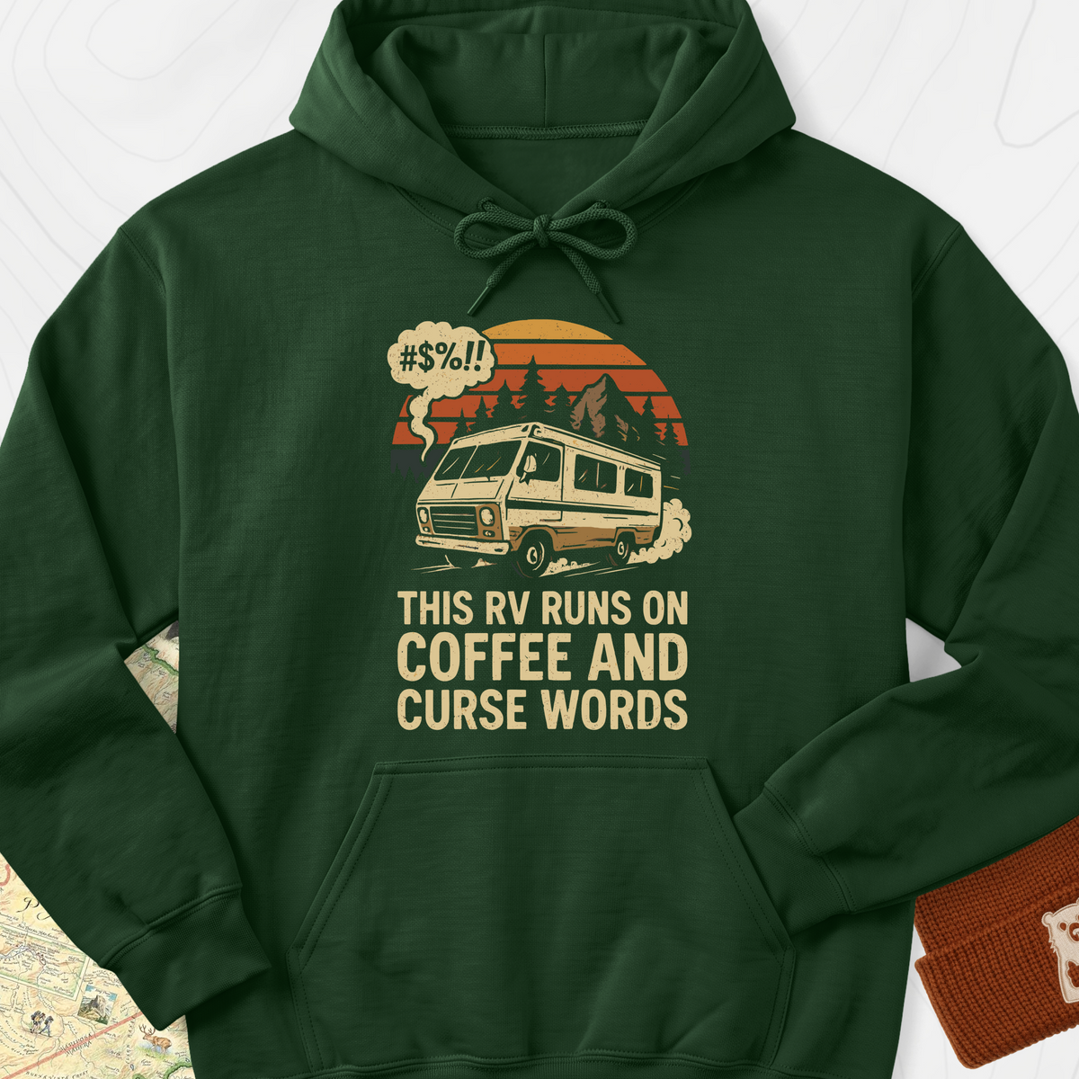 Fueled by Coffee & Curse Words Hoodie - Forest Green