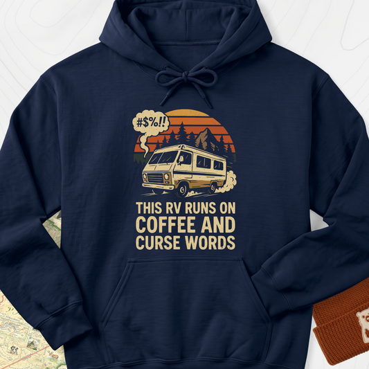 Fueled by Coffee & Curse Words Hoodie - Navy