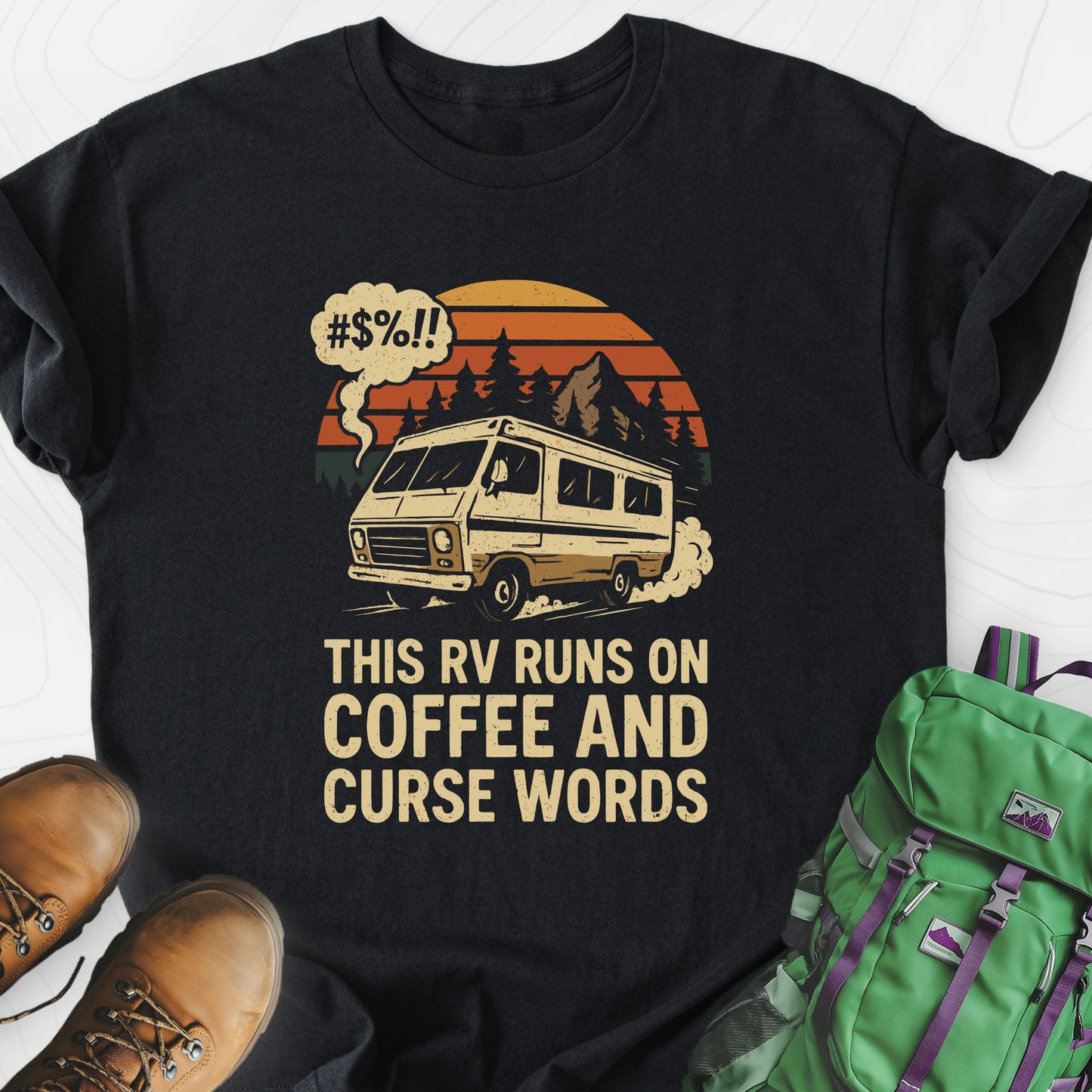 Fueled by Coffee & Curse Words Black front print lightweight T-shirt