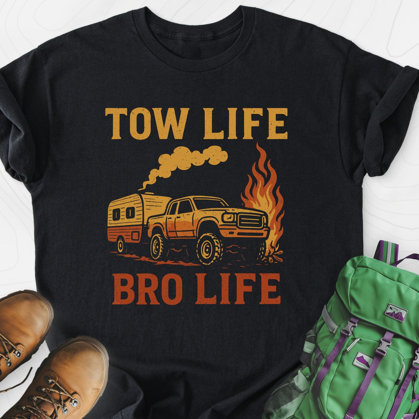 Tow Life, Bro Life Black front print lightweight T-shirt